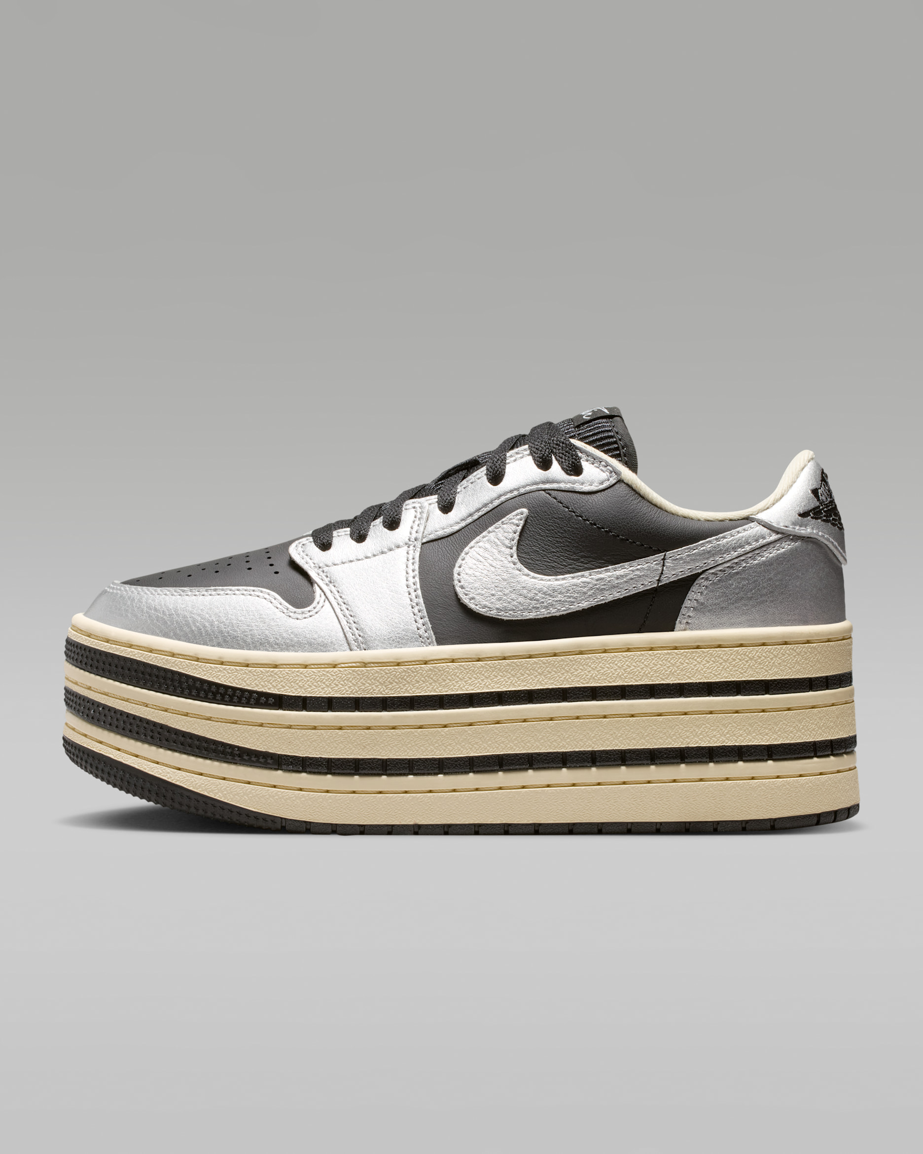 Air Jordan 1 Triple Stack — Metallic Silver/Muslin/Black