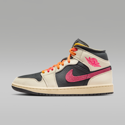 Air Jordan 1 Mid SE Edge — Pale Ivory/Black/Muslin/Racer Pink