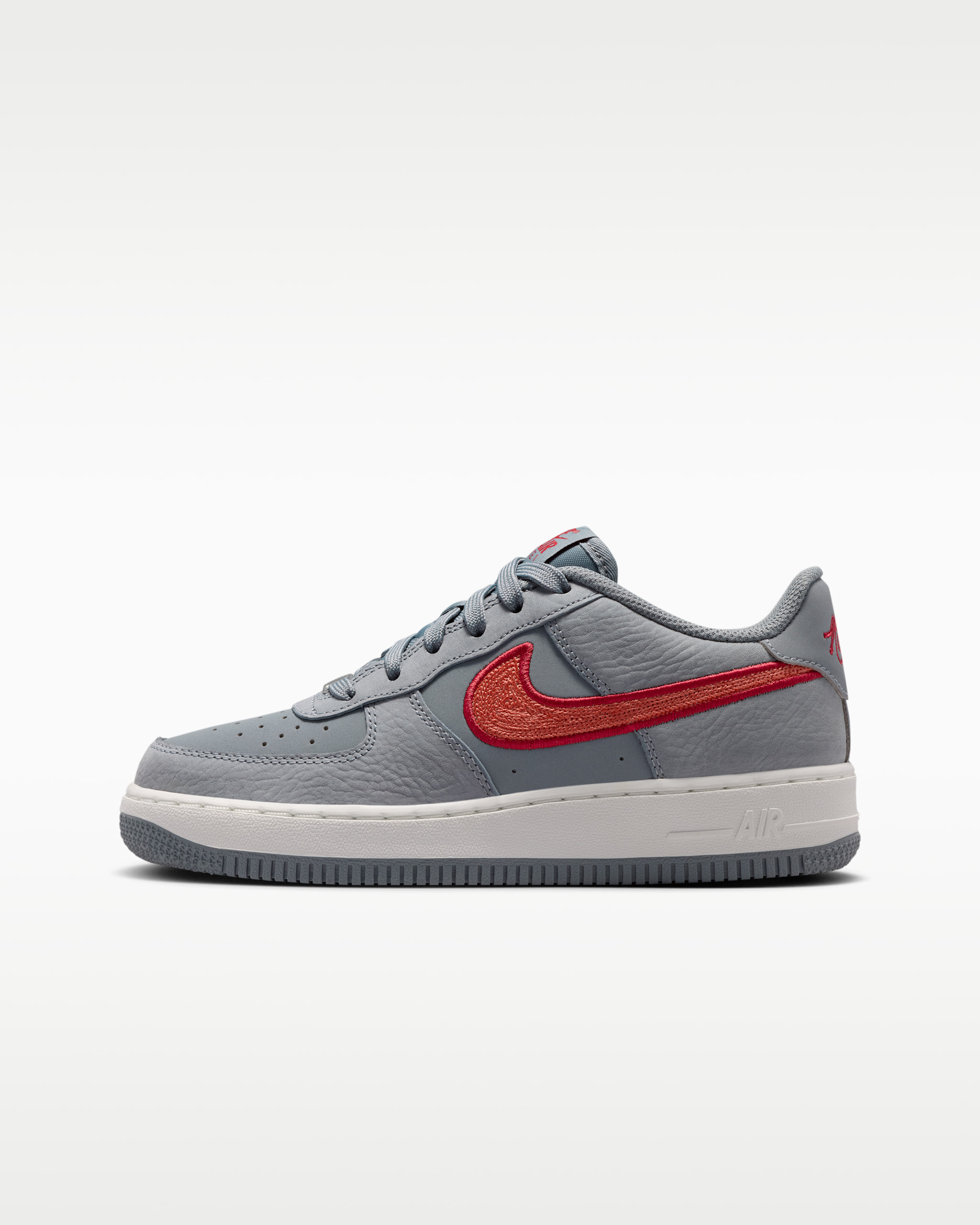 Nike Air Force 1 LV8 3 — Cool Grey/Rust Factor/Summit White/Team Crimson