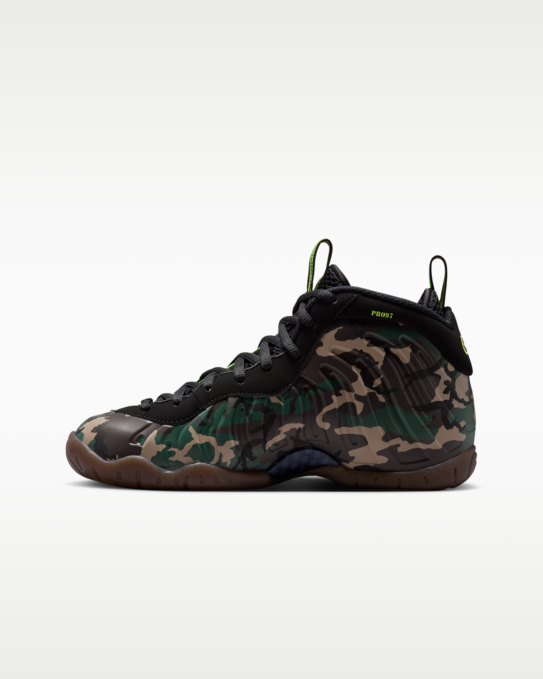 Nike Little Posite Pro Premium — Black/Voltage Green/Gum Dark Brown/Black
