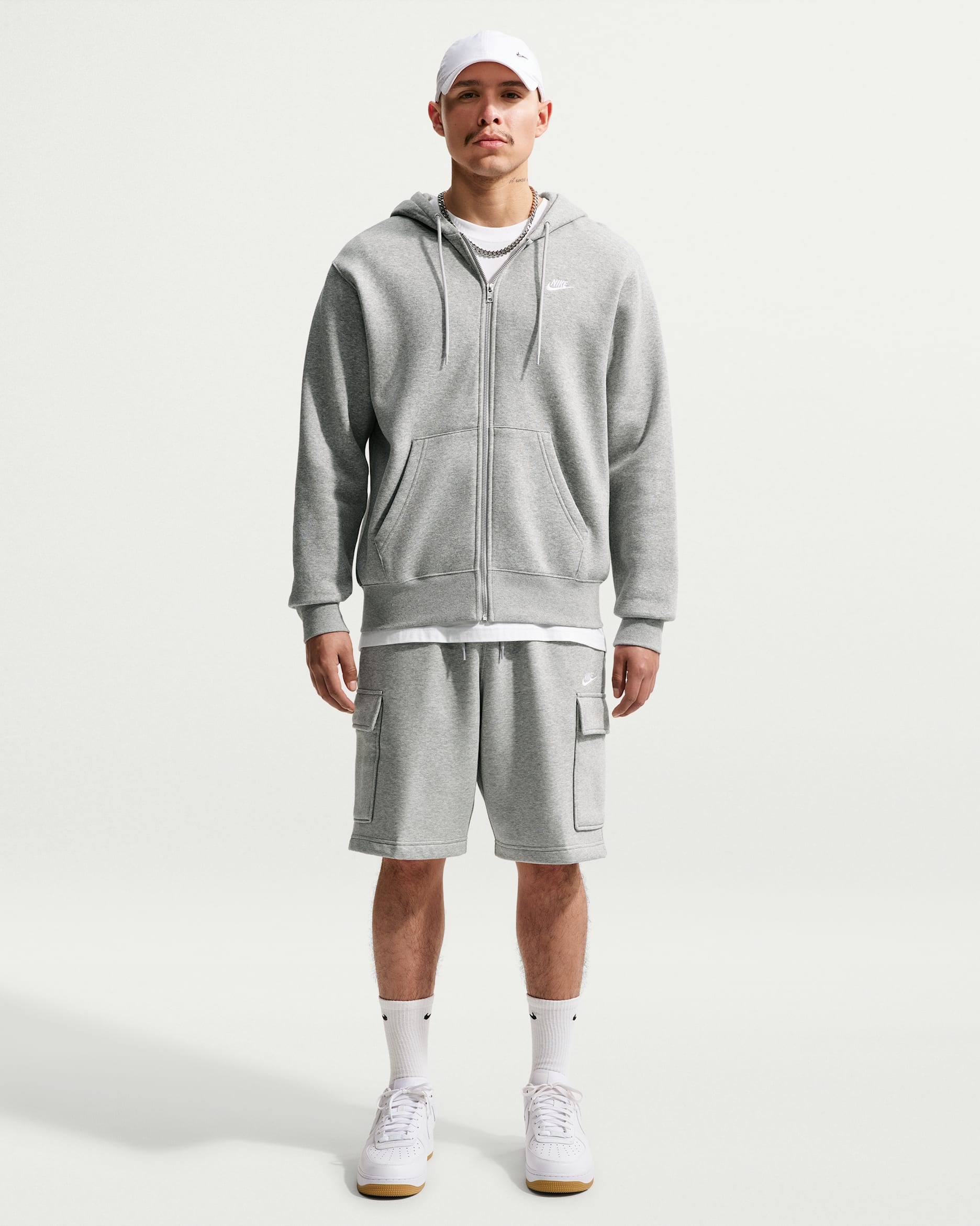 Nike Club — Dark Grey Heather/Light Smoke Grey/White