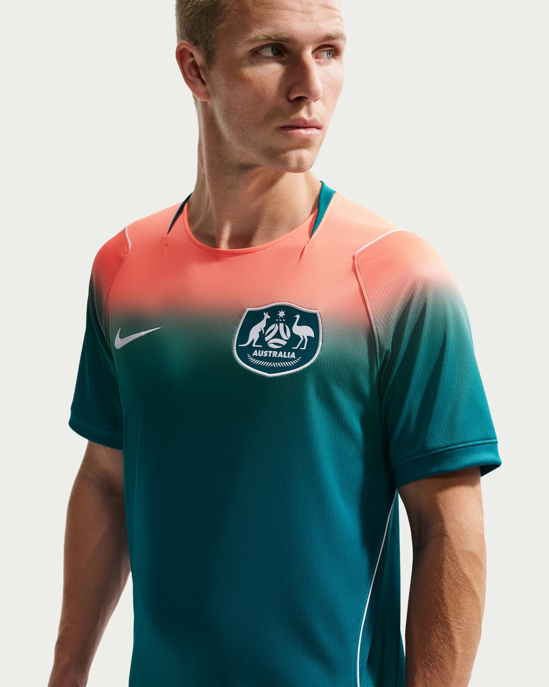 Australia 2026 Stadium Away — Bright Spruce/Orange Pulse/White/White