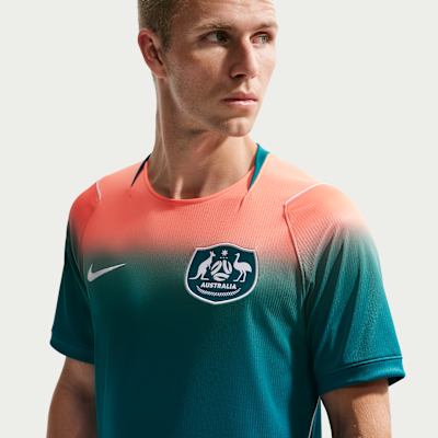 Australia 2026 Stadium Away — Bright Spruce/Orange Pulse/White/White