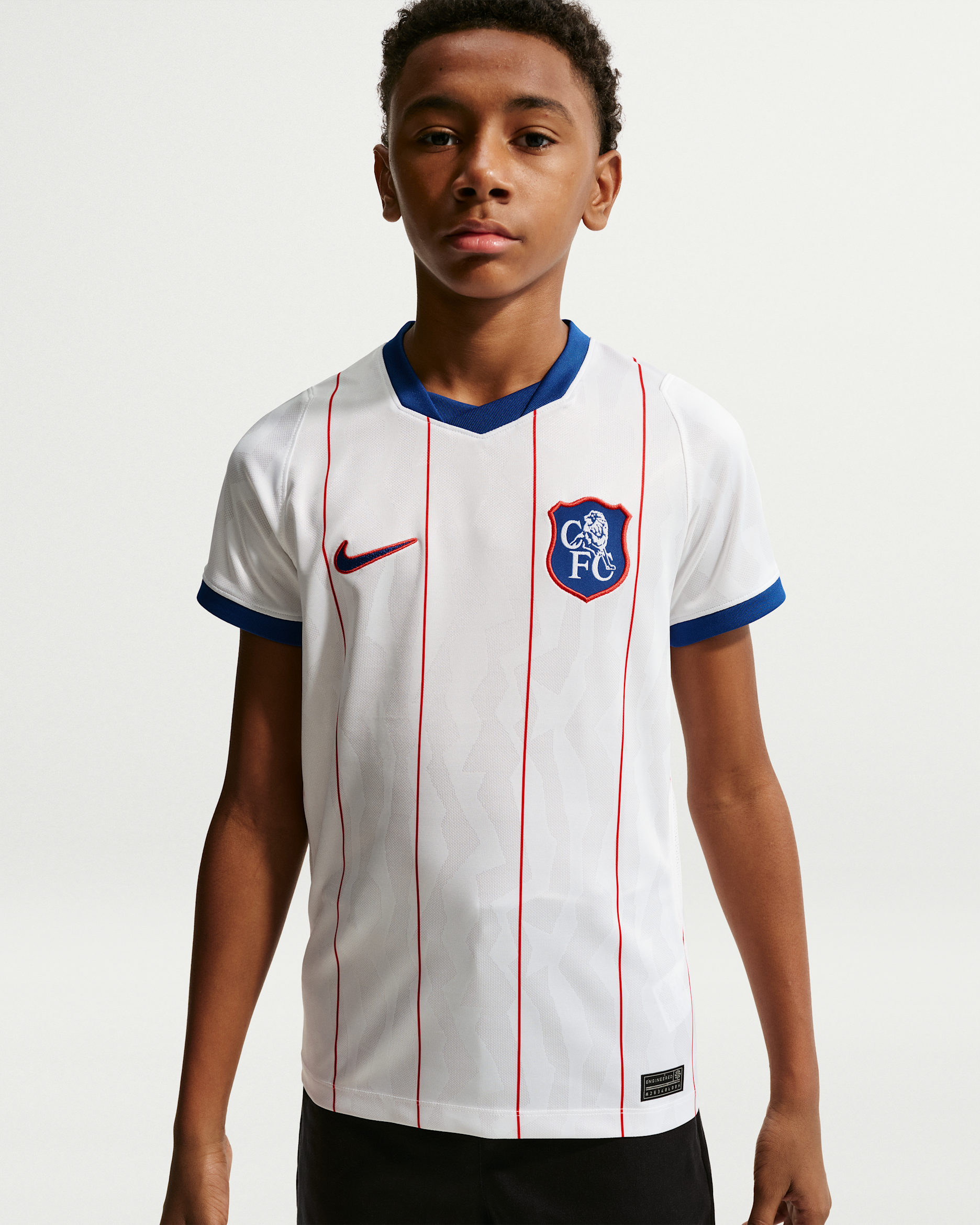 Chelsea F.C. 2026/27 Stadium Third — White/Rush Blue/Global Red/Rush Blue