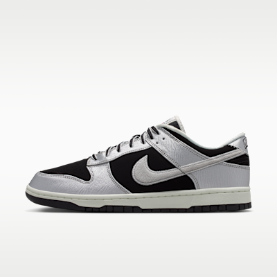 Nike Dunk Low Retro — Metallic Silver/Black/Sail/Metallic Silver