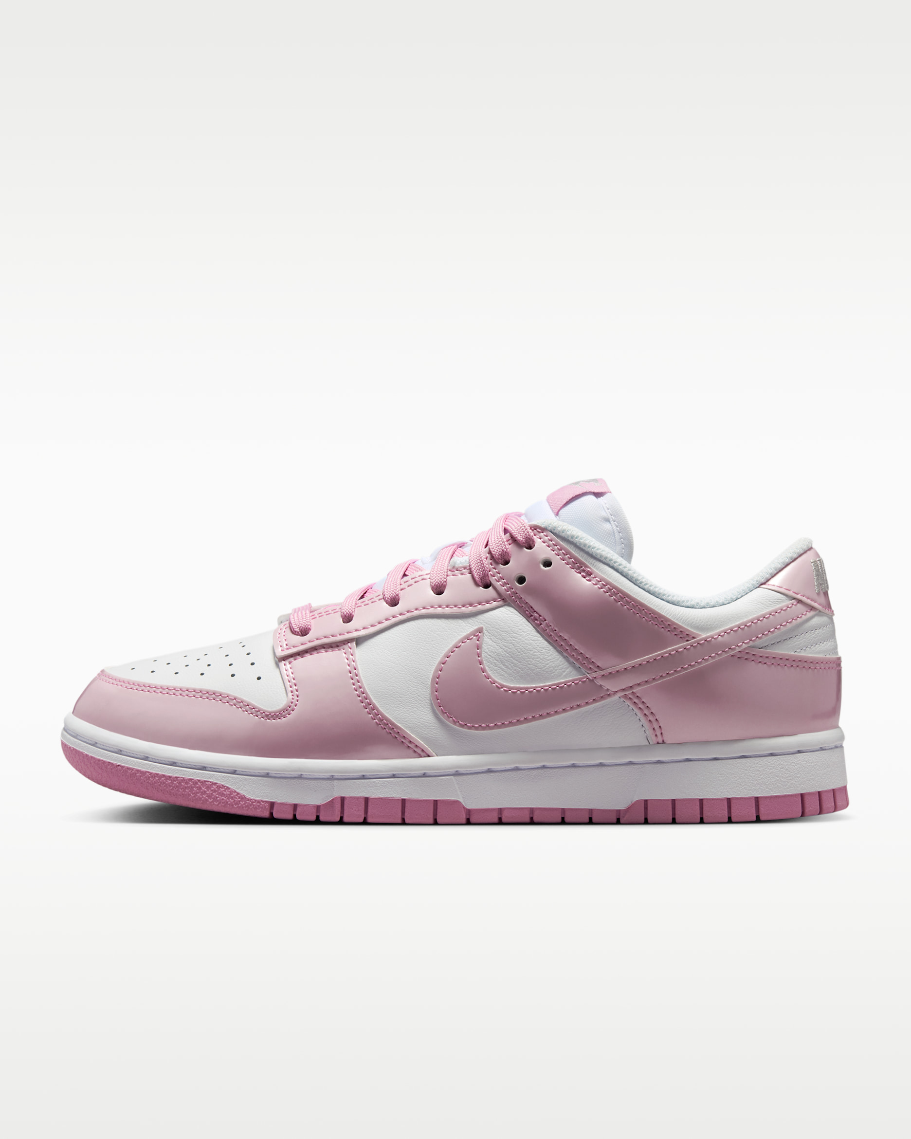 Nike Dunk Low SE 'Gloss' — White/White/Metallic Silver/Pink Rise