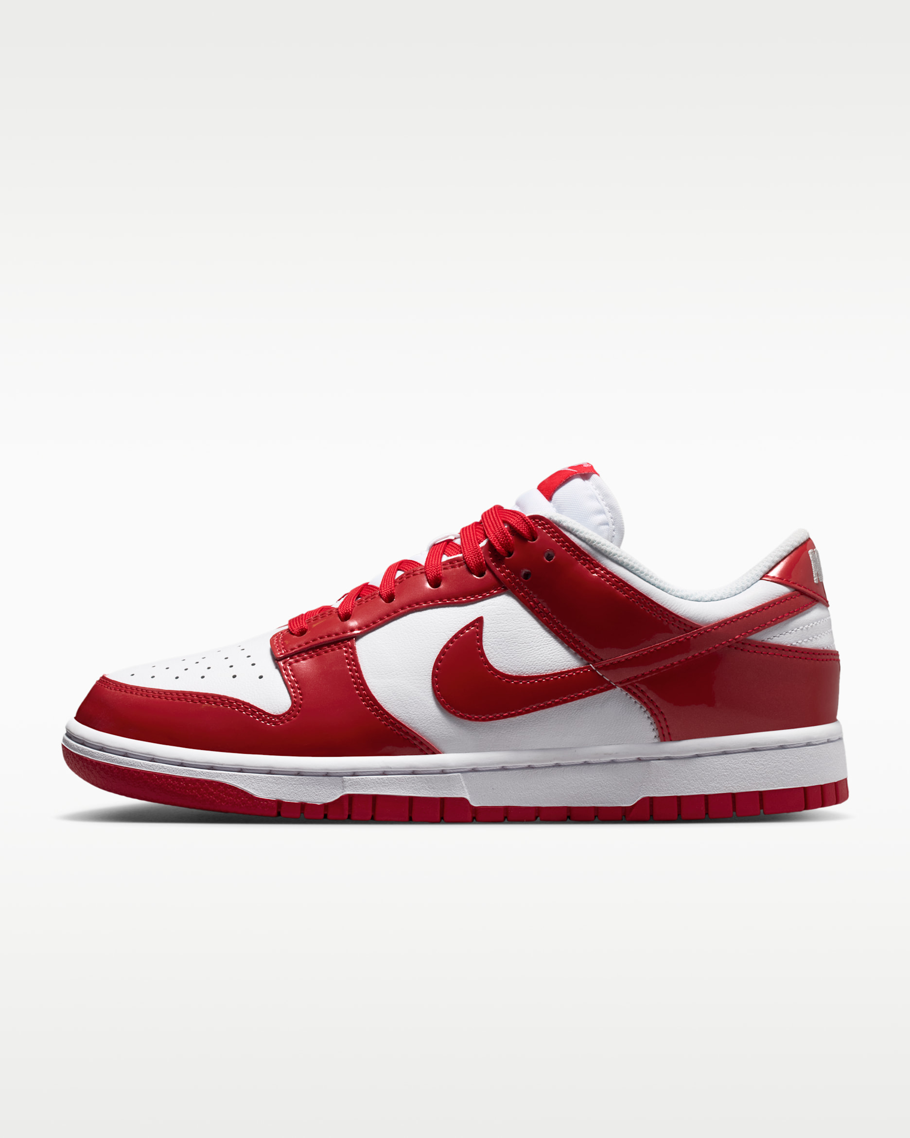 Nike Dunk Low SE 'Gloss' — White/White/Metallic Silver/University Red