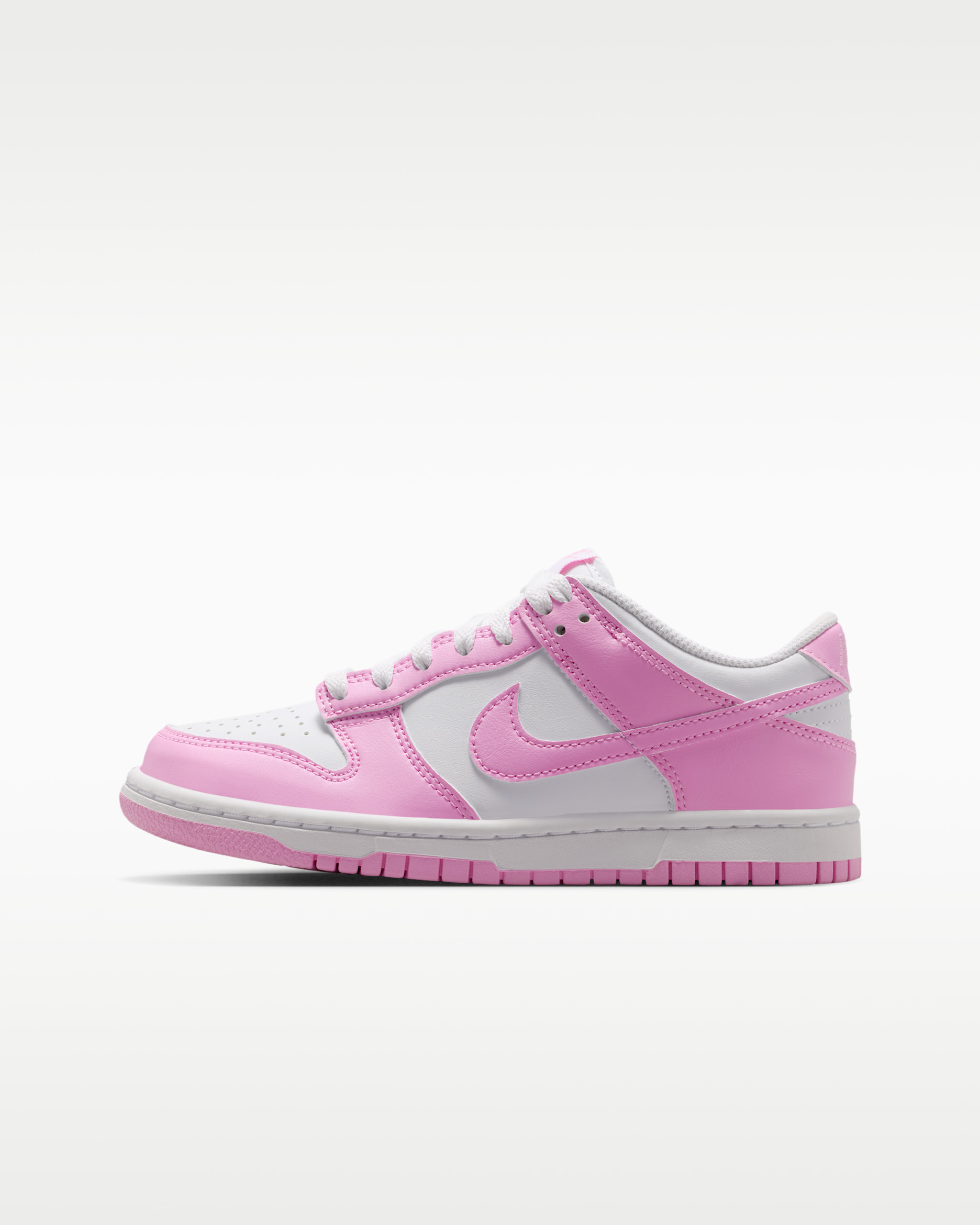 Nike Dunk Low — White/White/White/Pink Rise