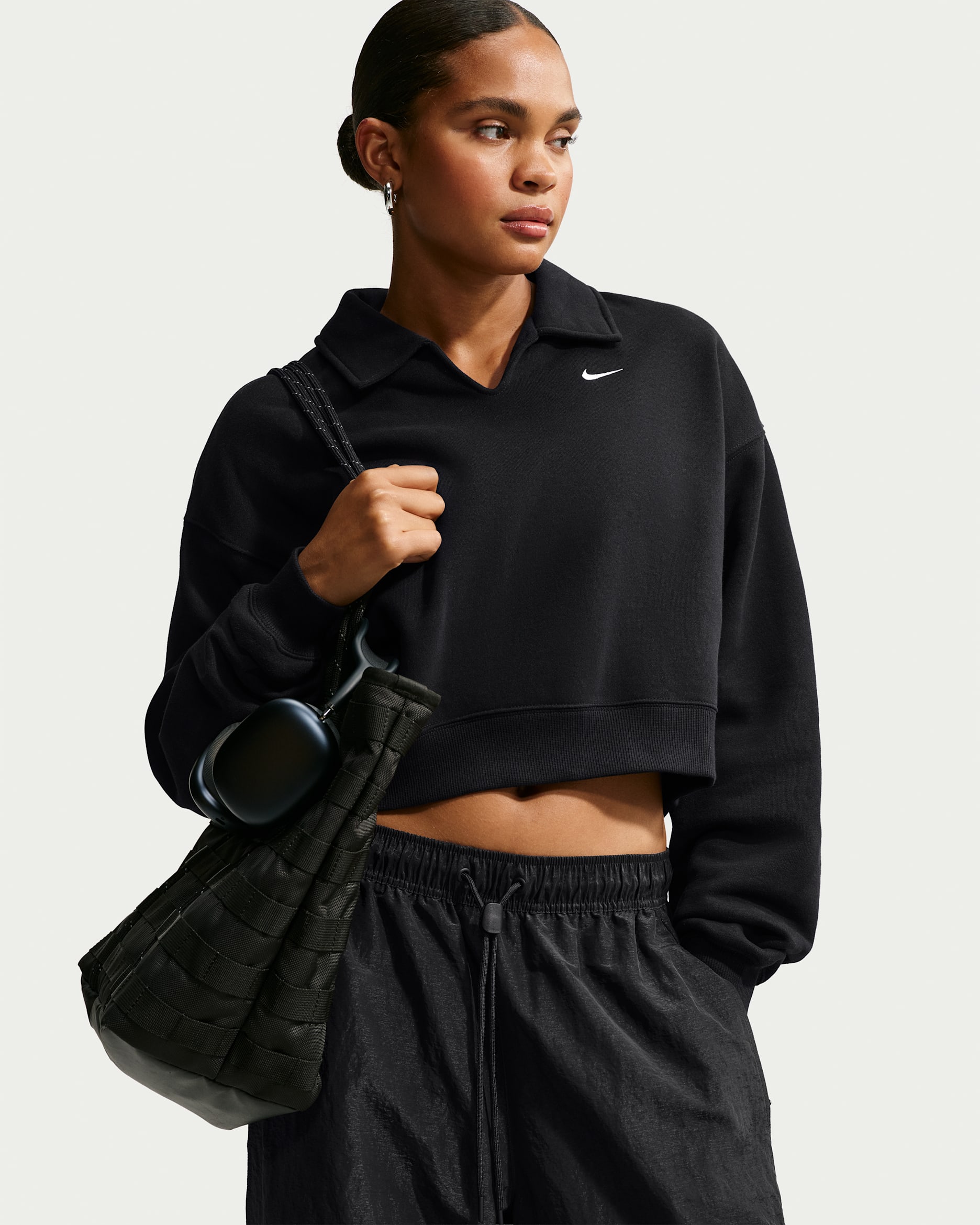 Nike Studio Fleece Medium Weight — Total Black/Sail
