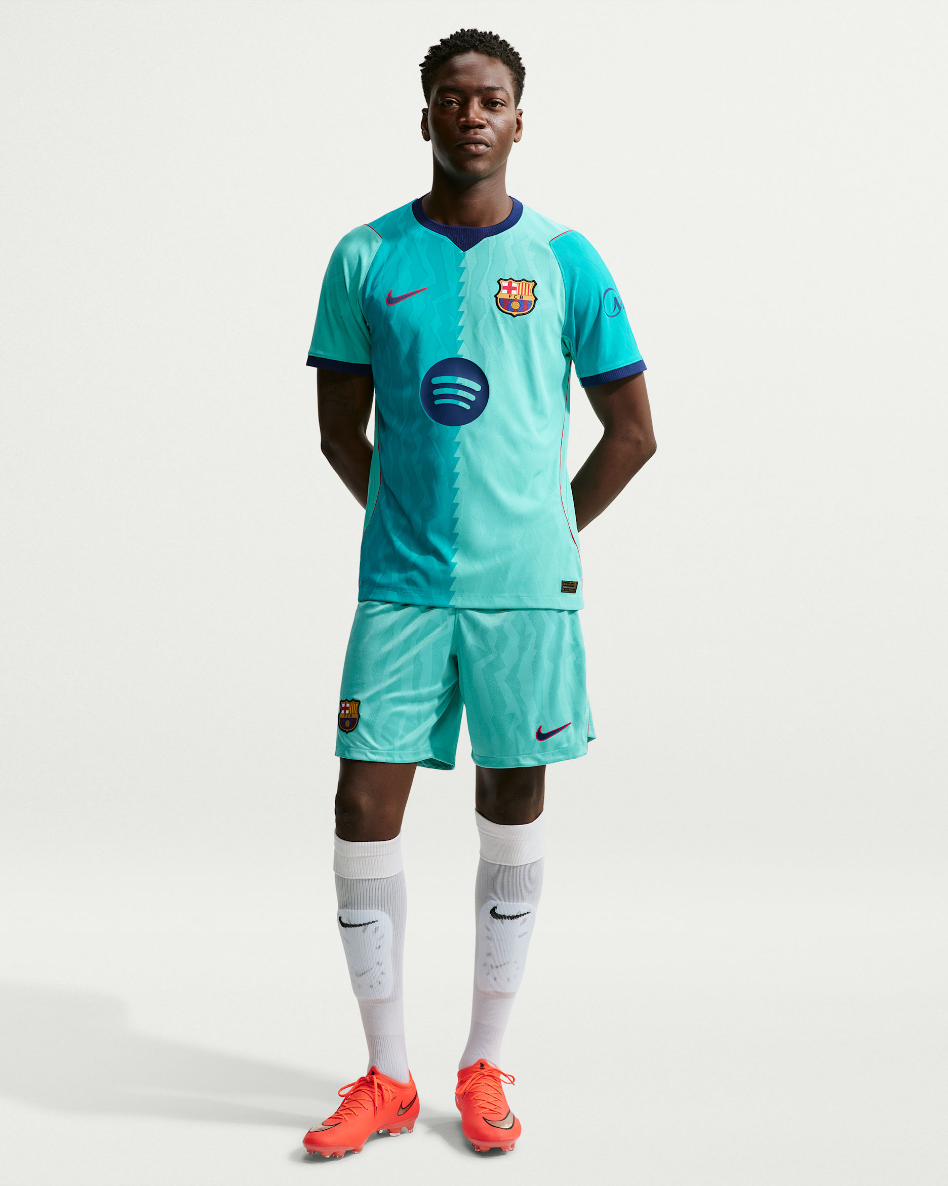 F.C. Barcelona 2026/27 Stadium Third — Green Frost/Gym Red/Loyal Blue
