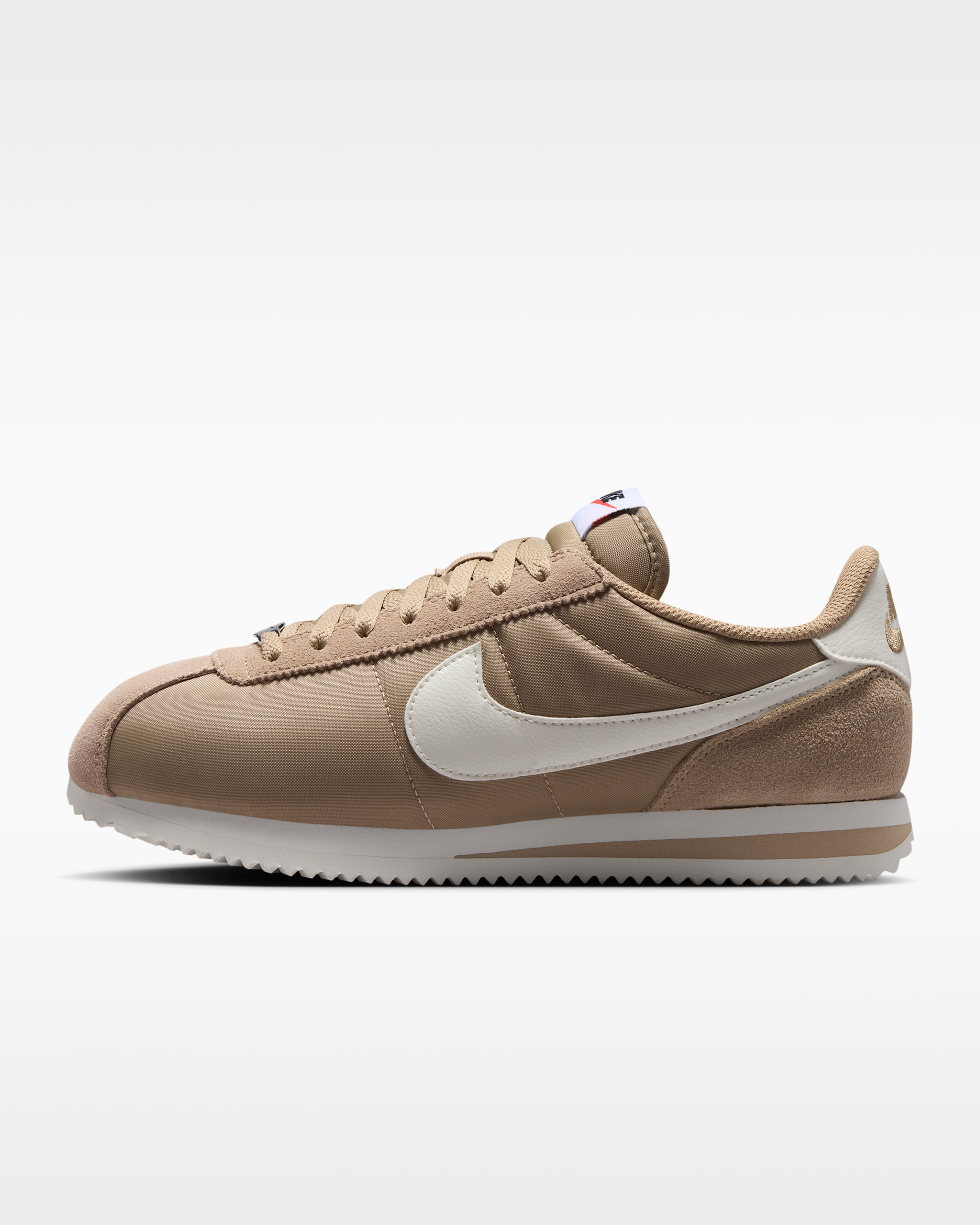 Nike Cortez Textile — British Khaki/Black/Safety Orange/Sail