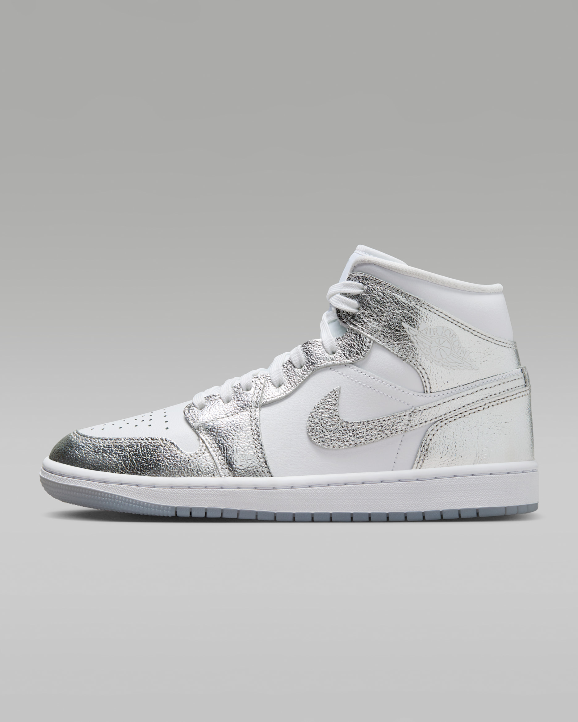 Air Jordan 1 Mid SE — White/Wolf Grey/Metallic Silver