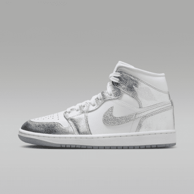 Air Jordan 1 Mid SE — White/Wolf Grey/Metallic Silver