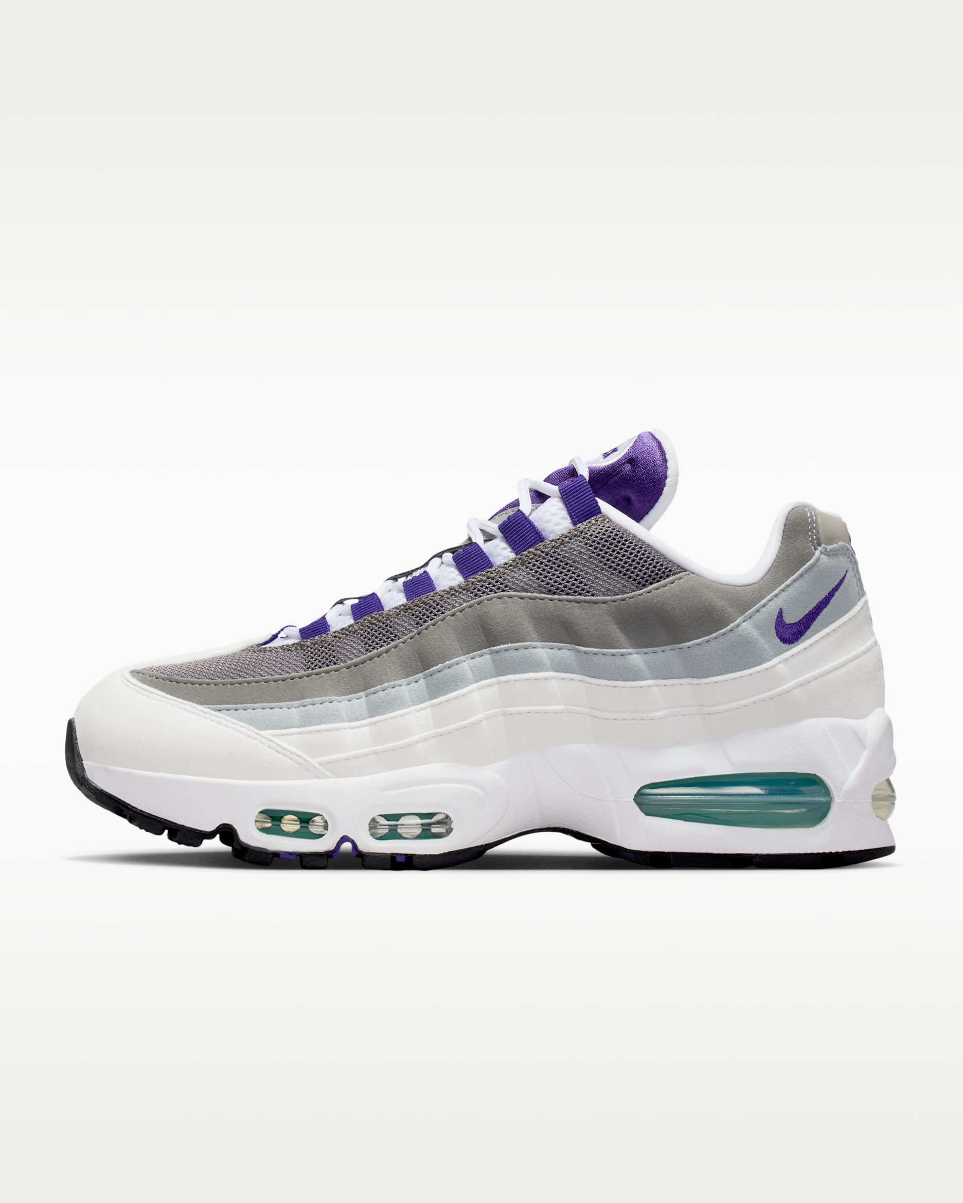 Nike Air Max 95 Big Bubble — White/Emerald Green/Wolf Grey/Court Purple