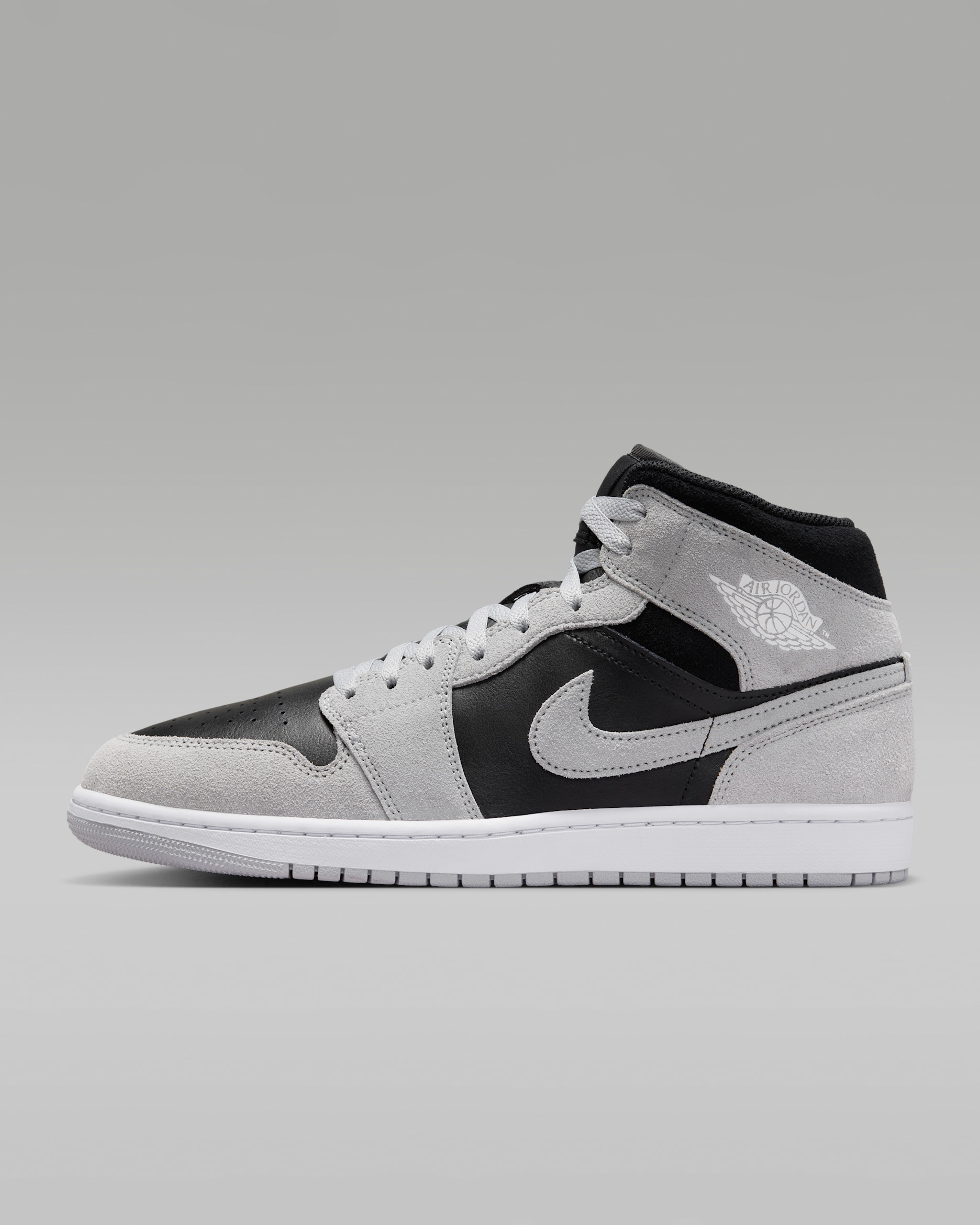 Air Jordan 1 Mid — Light Smoke Grey/Black/White