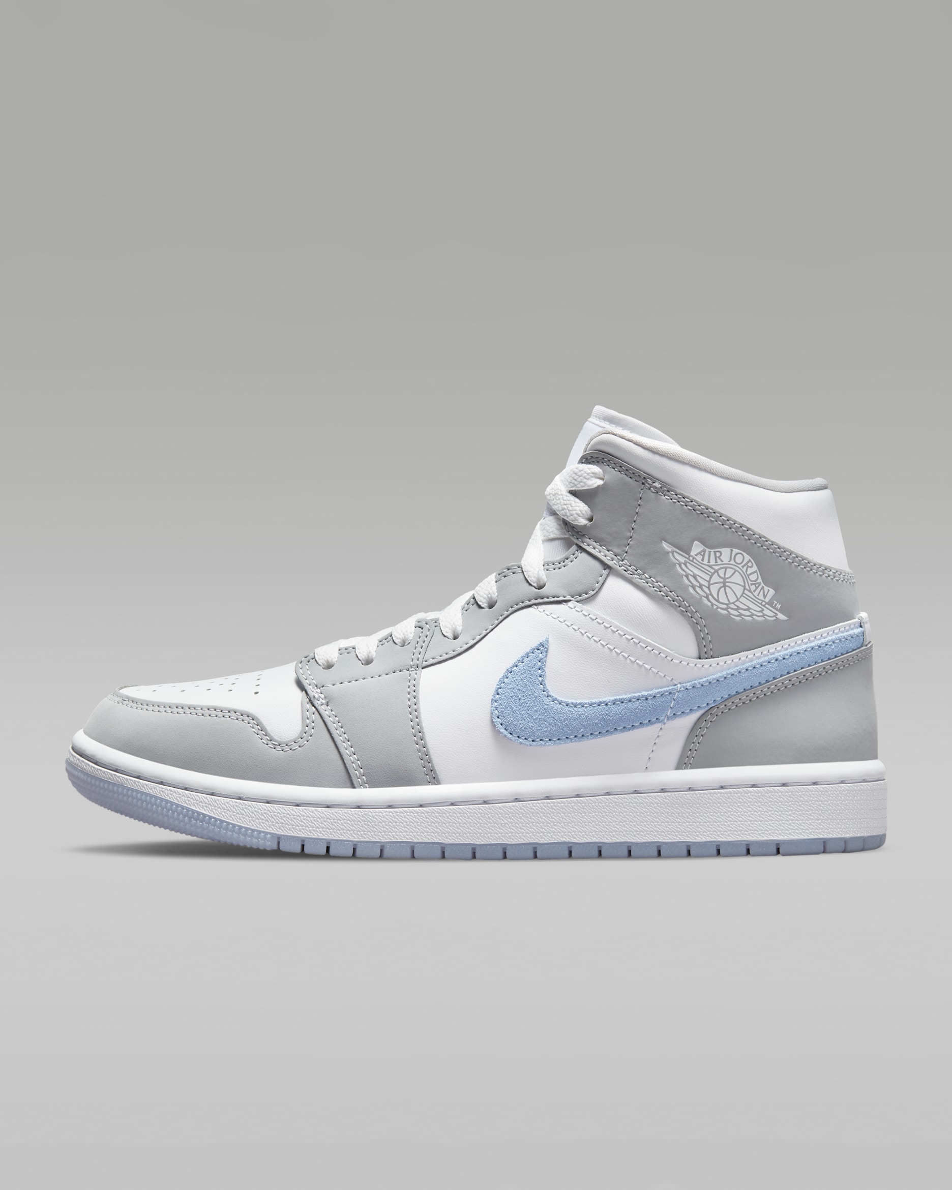 Air Jordan 1 Mid — White/Wolf Grey/Aluminium