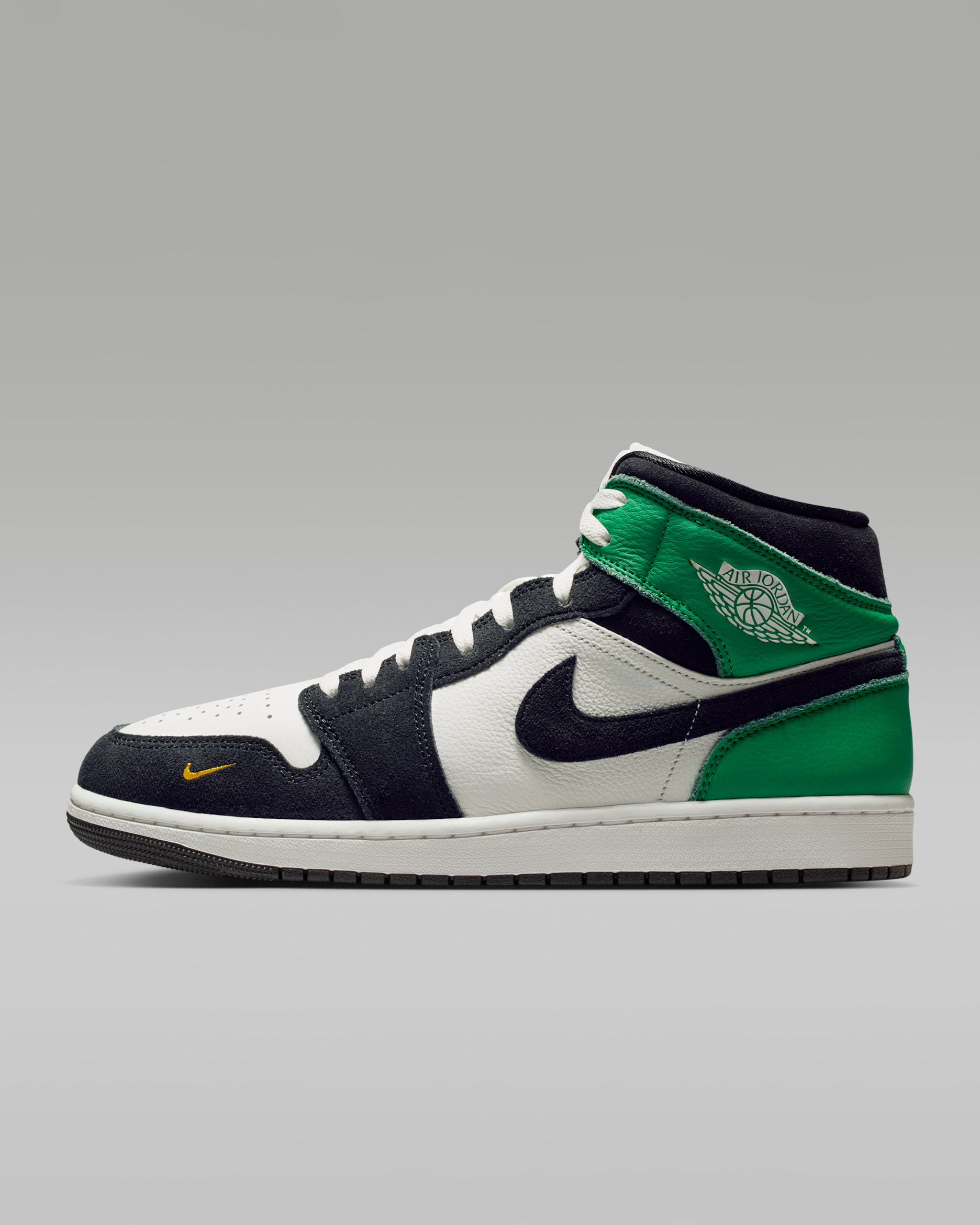 Air Jordan 1 Mid SE — Summit White/Lucky Green/University Gold/Black