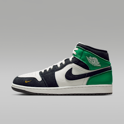 Air Jordan 1 Mid SE — Summit White/Lucky Green/University Gold/Black