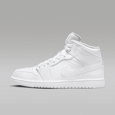 Air Jordan 1 Mid — White/White/White