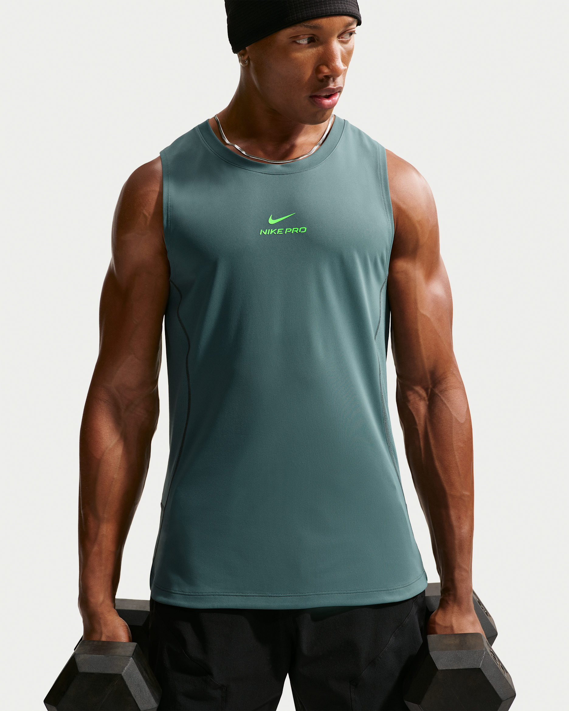 Nike Pro — Mineral Slate/Green Strike