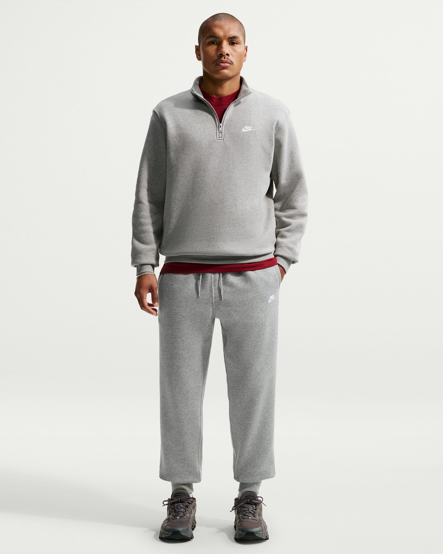 Nike Sportswear Club — Dark Grey Heather/Light Smoke Grey/White