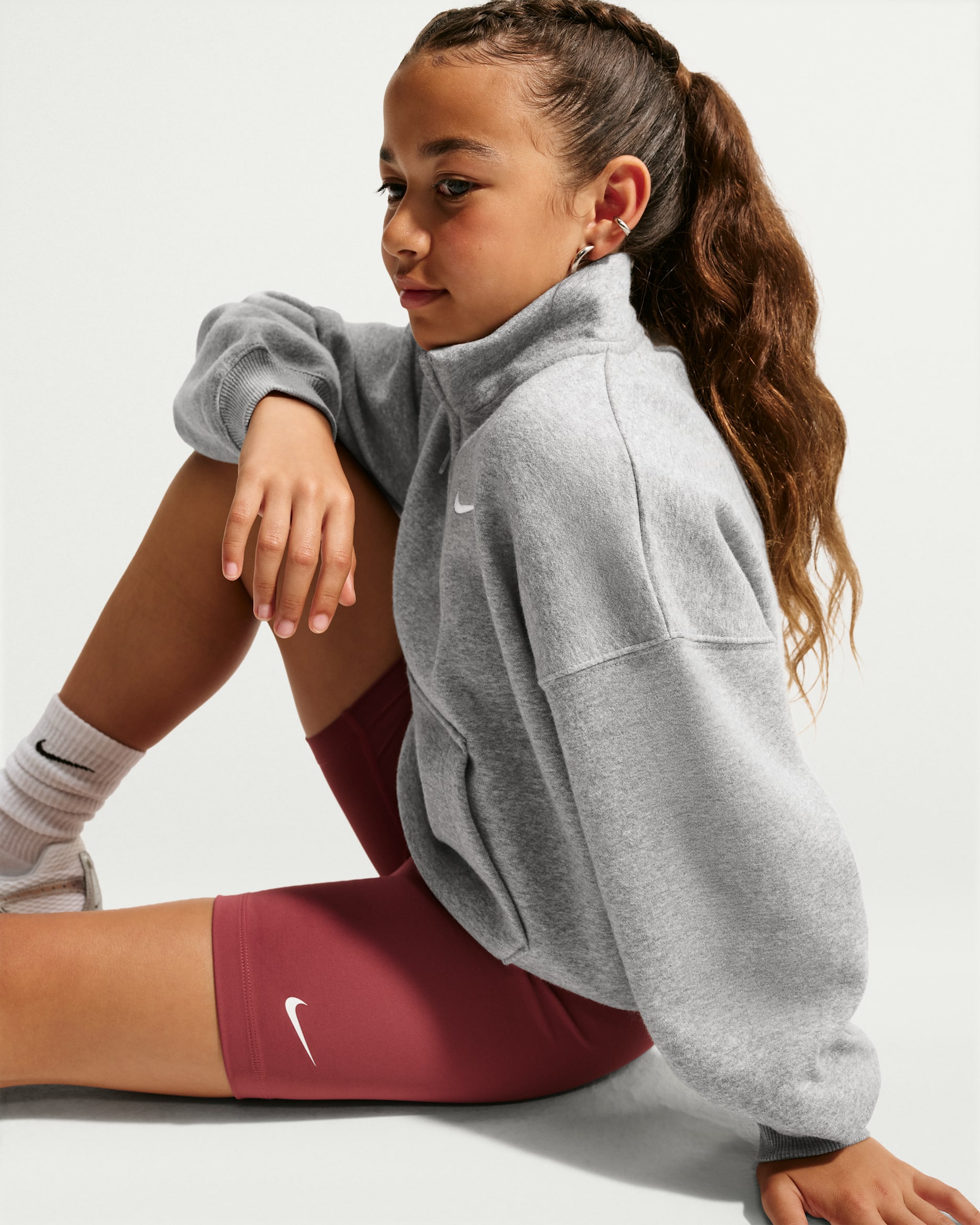 Nike Sportswear Studio Fleece — Dark Grey Heather/Particle Grey/White