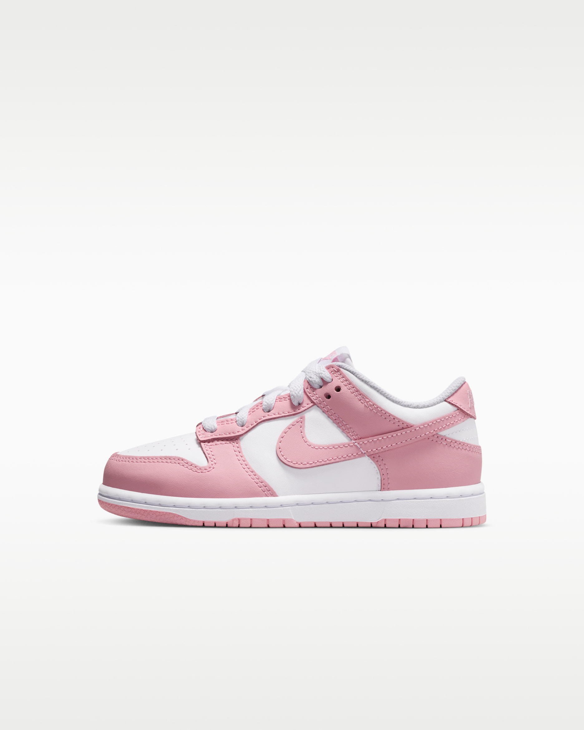 Nike Dunk Low — White/White/White/Medium Soft Pink