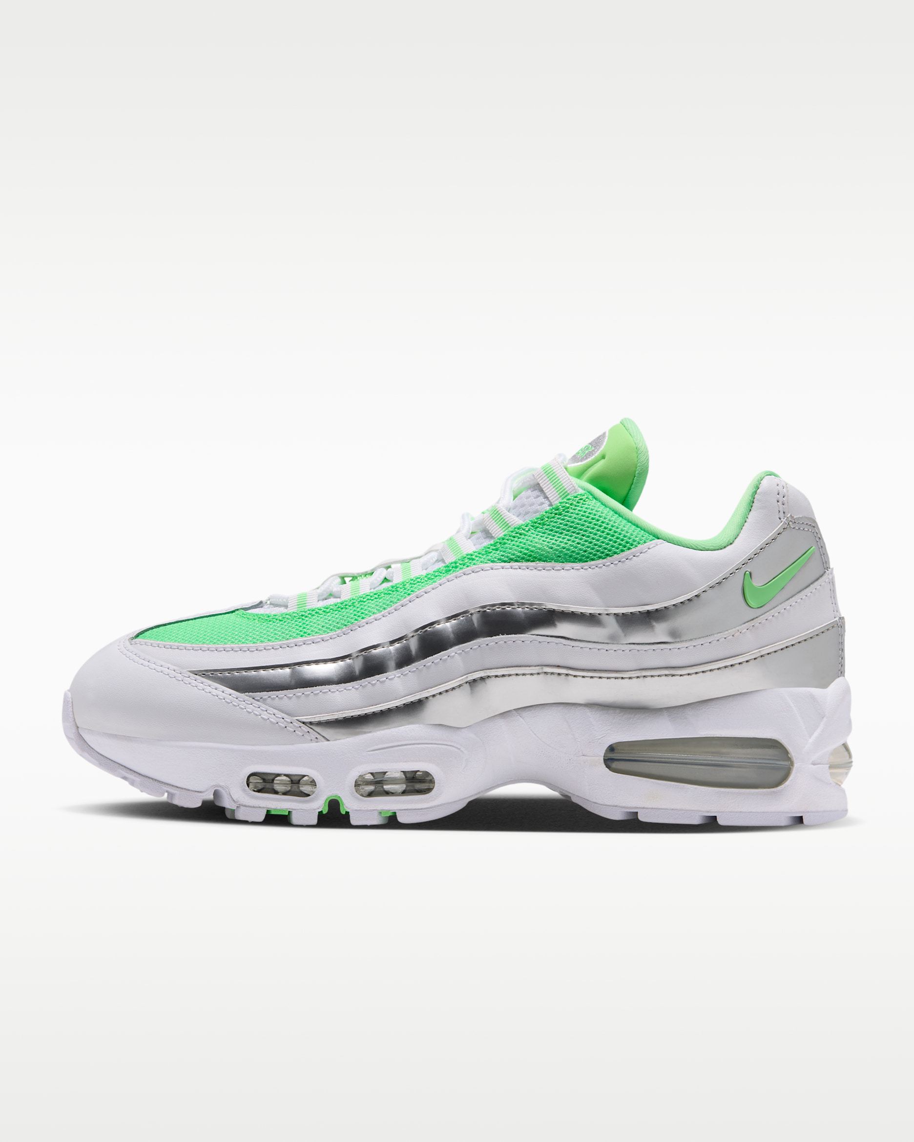Nike Air Max 95 'Big Bubble'  — White/Black/Metallic Silver/Illusion Green