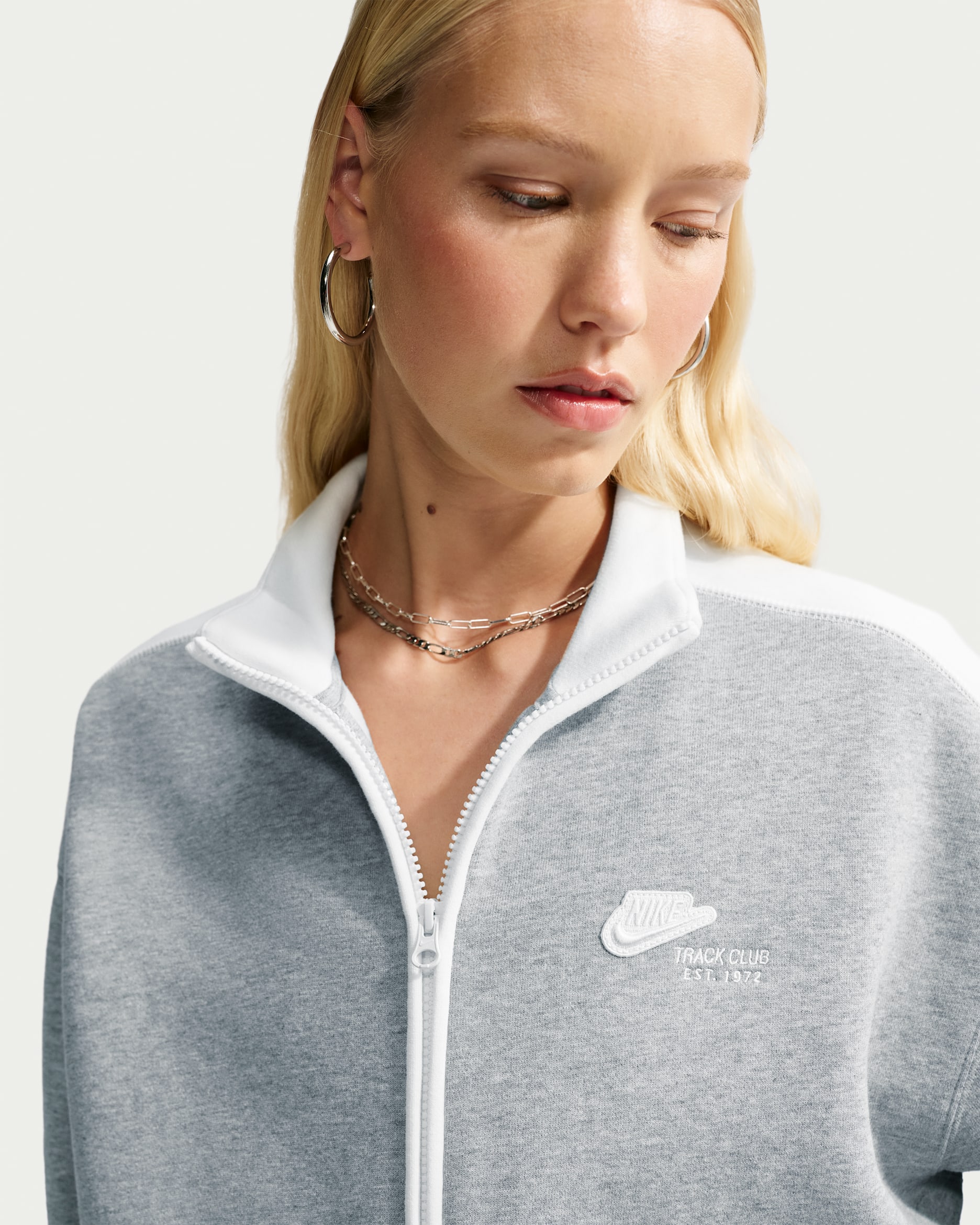 Nike Studio Fleece Medium Weight 'Nike Run Club' — Dark Grey Heather/Sail/Sail
