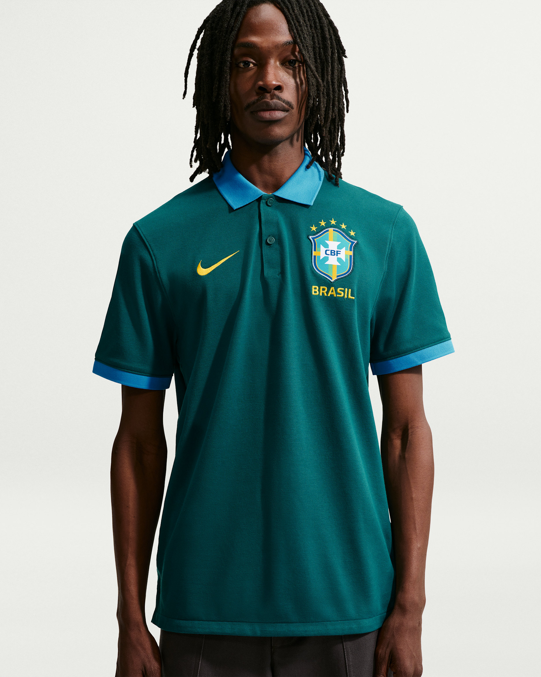 Brazil The Nike Polo — Geode Teal/Light Photo Blue/Midwest Gold