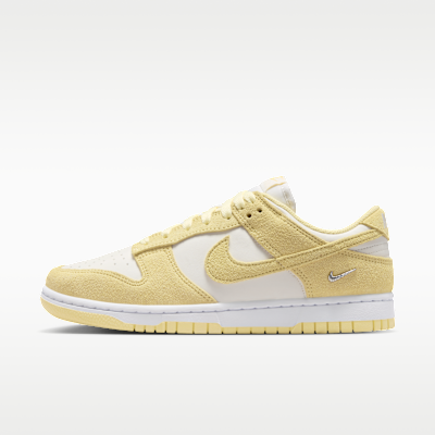 Nike Dunk Low Suede — Sail/White/Metallic Silver/Soft Yellow