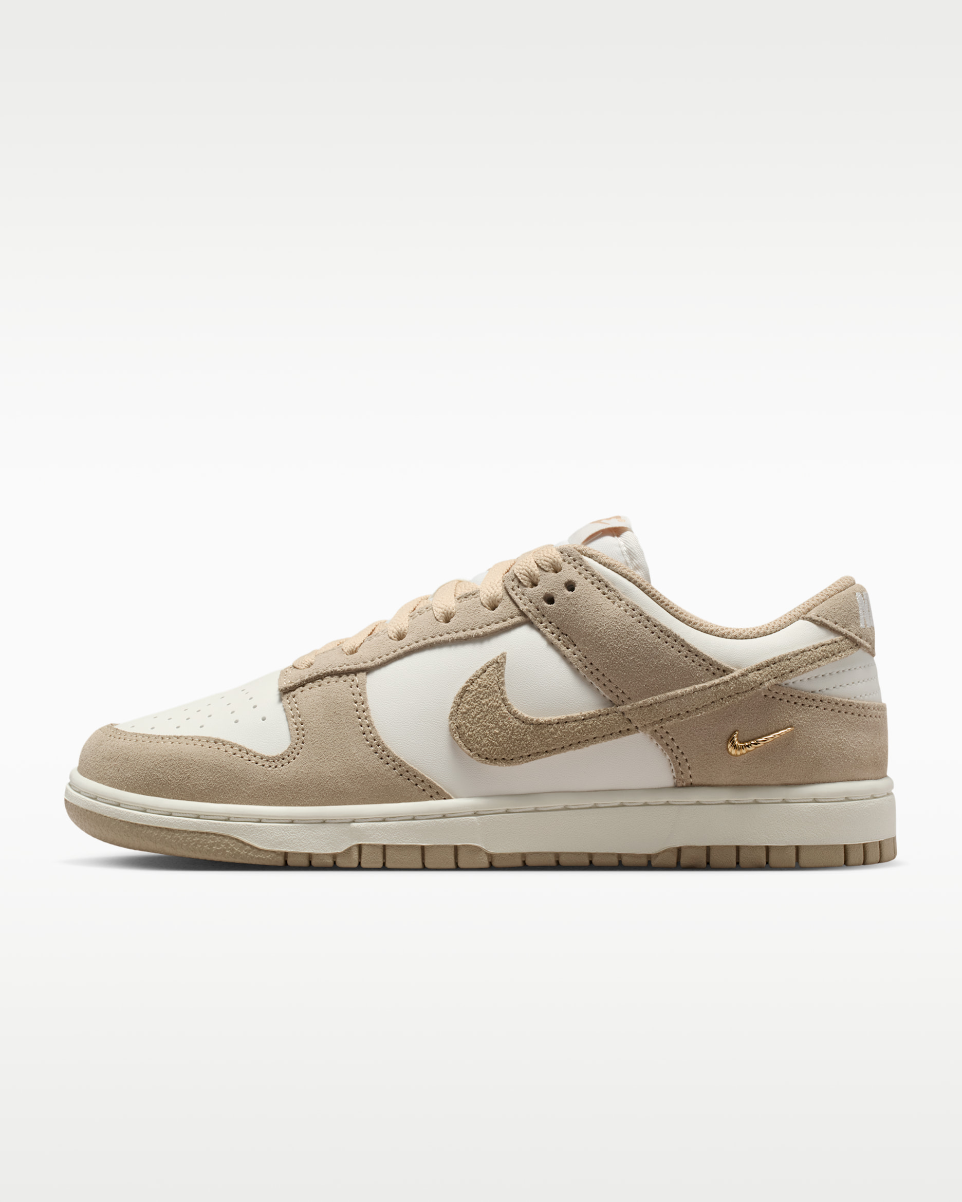 Nike Dunk Low Suede — Sail/White/Metallic Gold/Linen