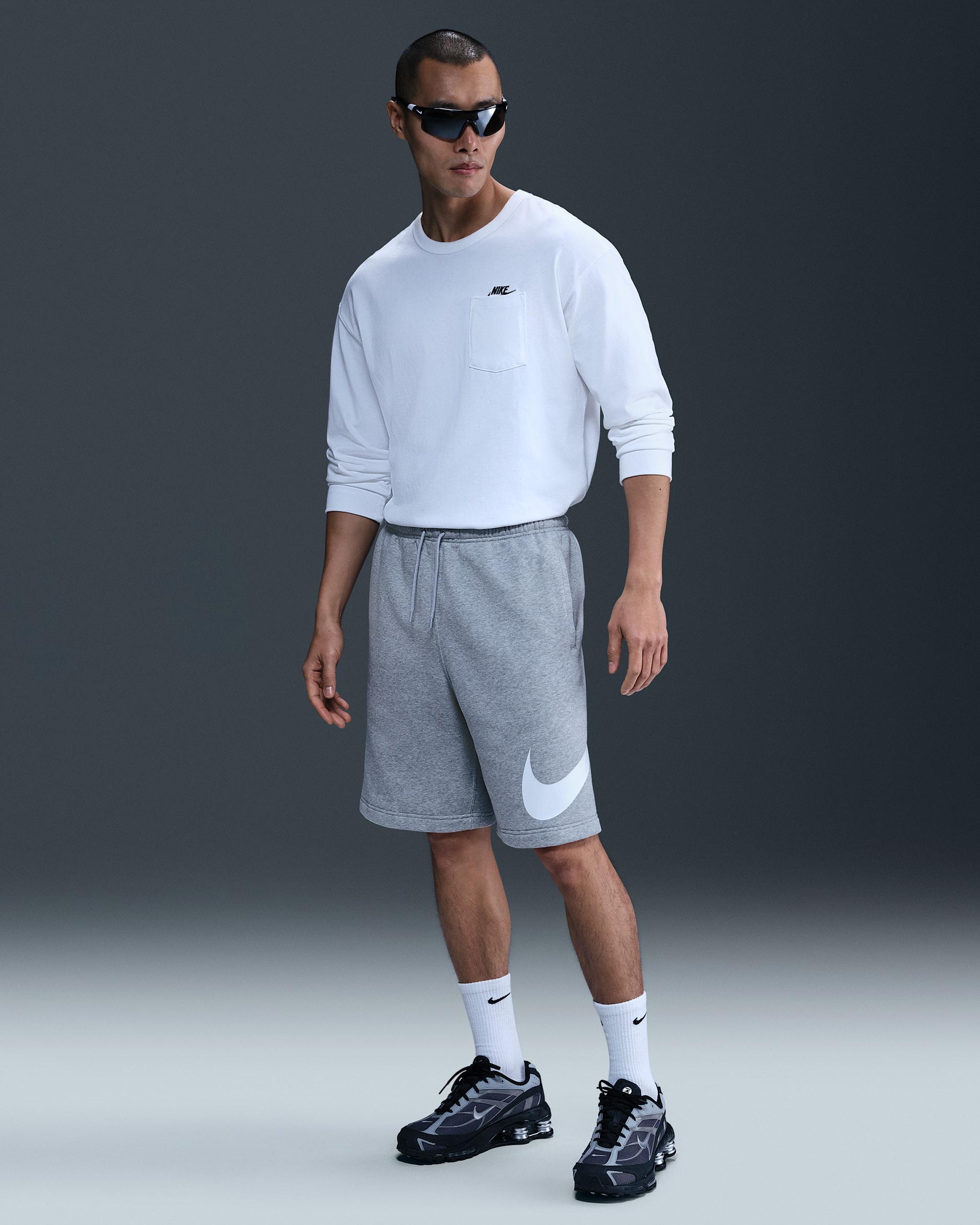 Nike Club — Dark Grey Heather/Light Smoke Grey/White