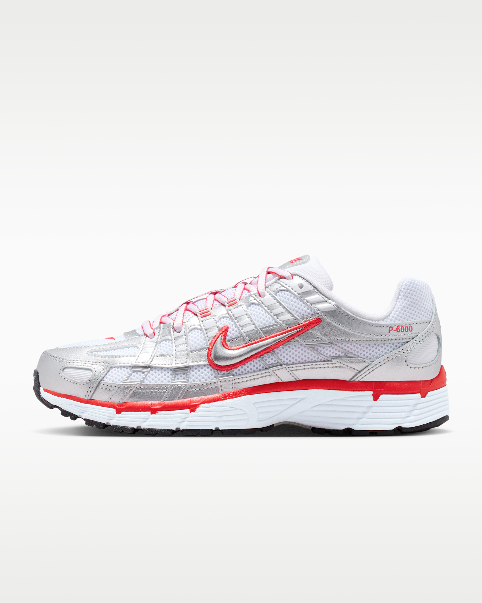 Nike P-6000 — Metallic Silver/White/Black/Light Crimson