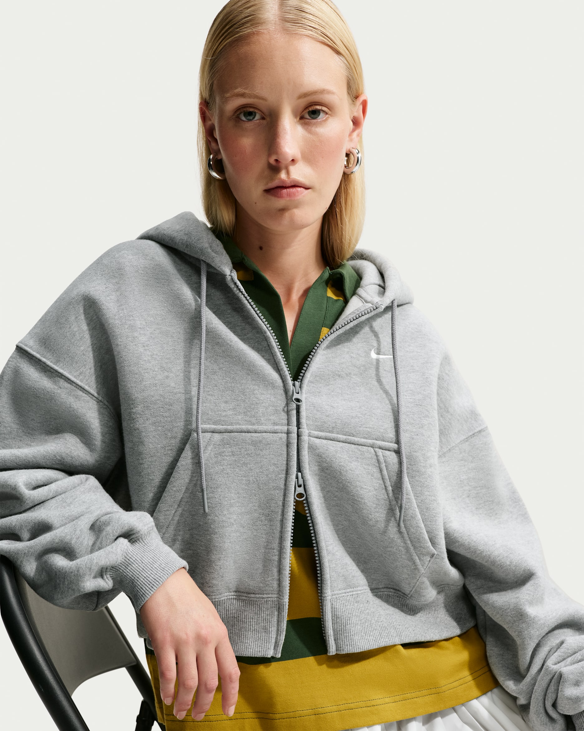 Nike Studio Fleece Medium Weight — Dark Grey Heather/Sail