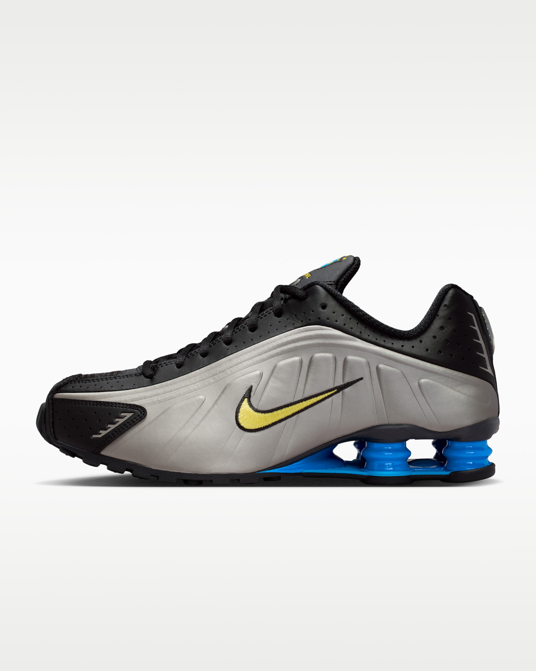 Nike Shox R4 'Brazil' — Black/Metallic Pewter/Light Photo Blue/Canary