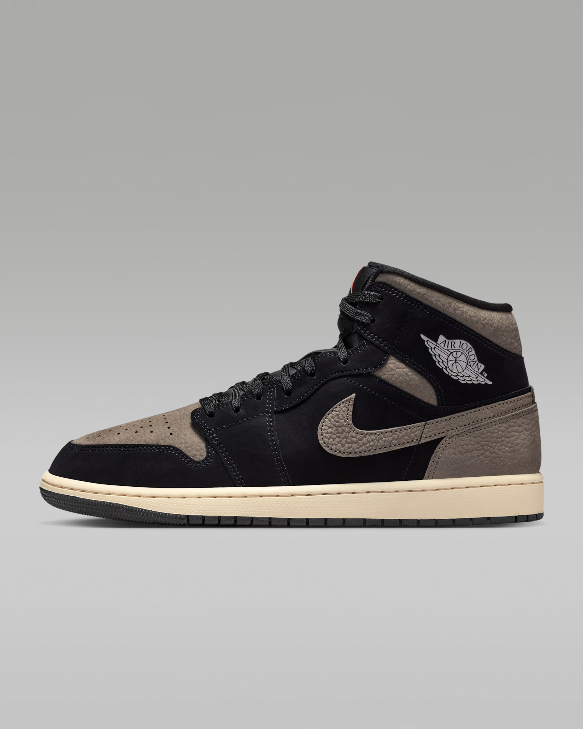 Air Jordan 1 Mid SE — Black/Light Wild Mango/Olive Grey