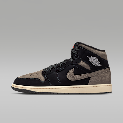 Air Jordan 1 Mid SE — Black/Light Wild Mango/Olive Grey