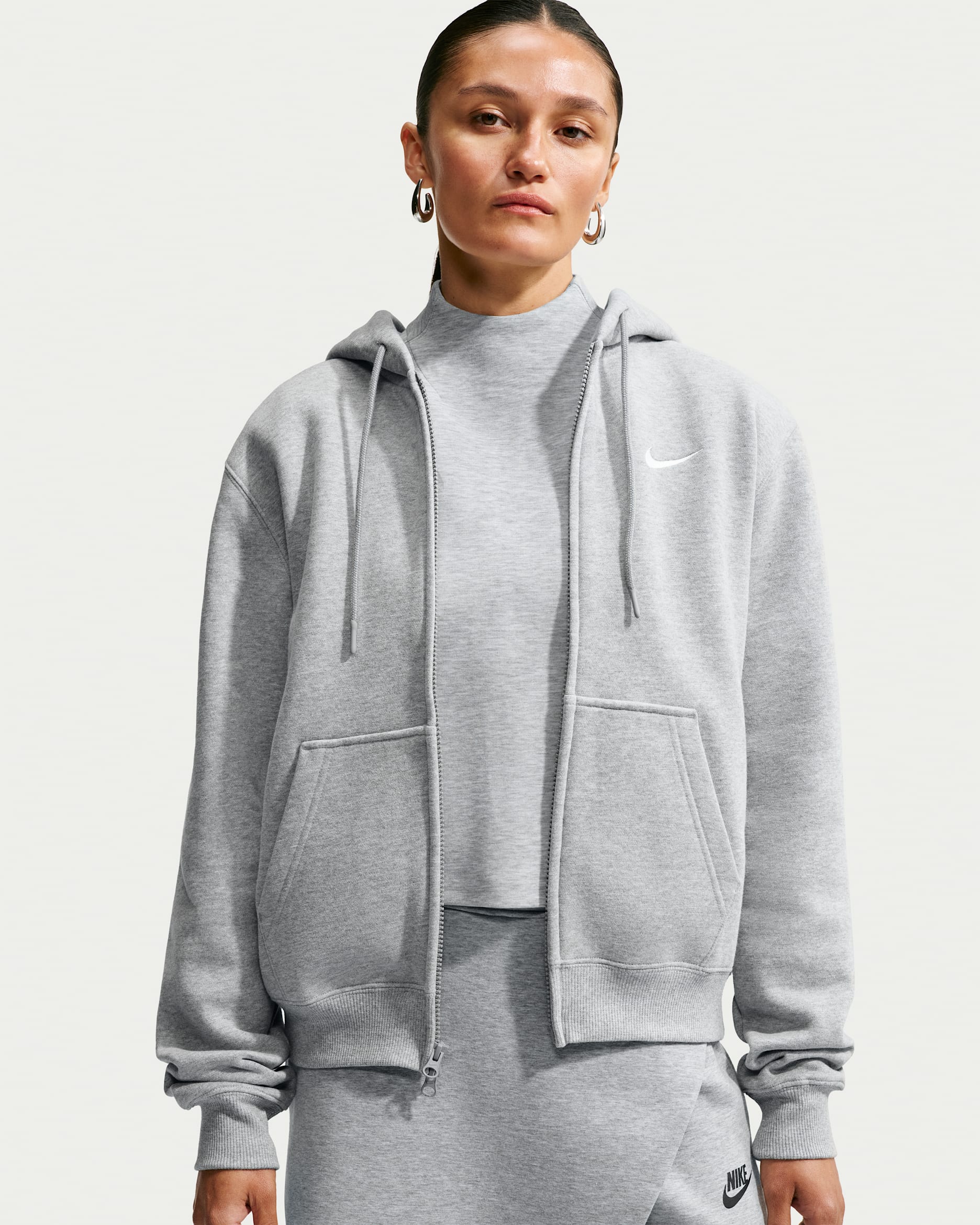 Nike Studio Fleece Medium Weight — Dark Grey Heather/Sail
