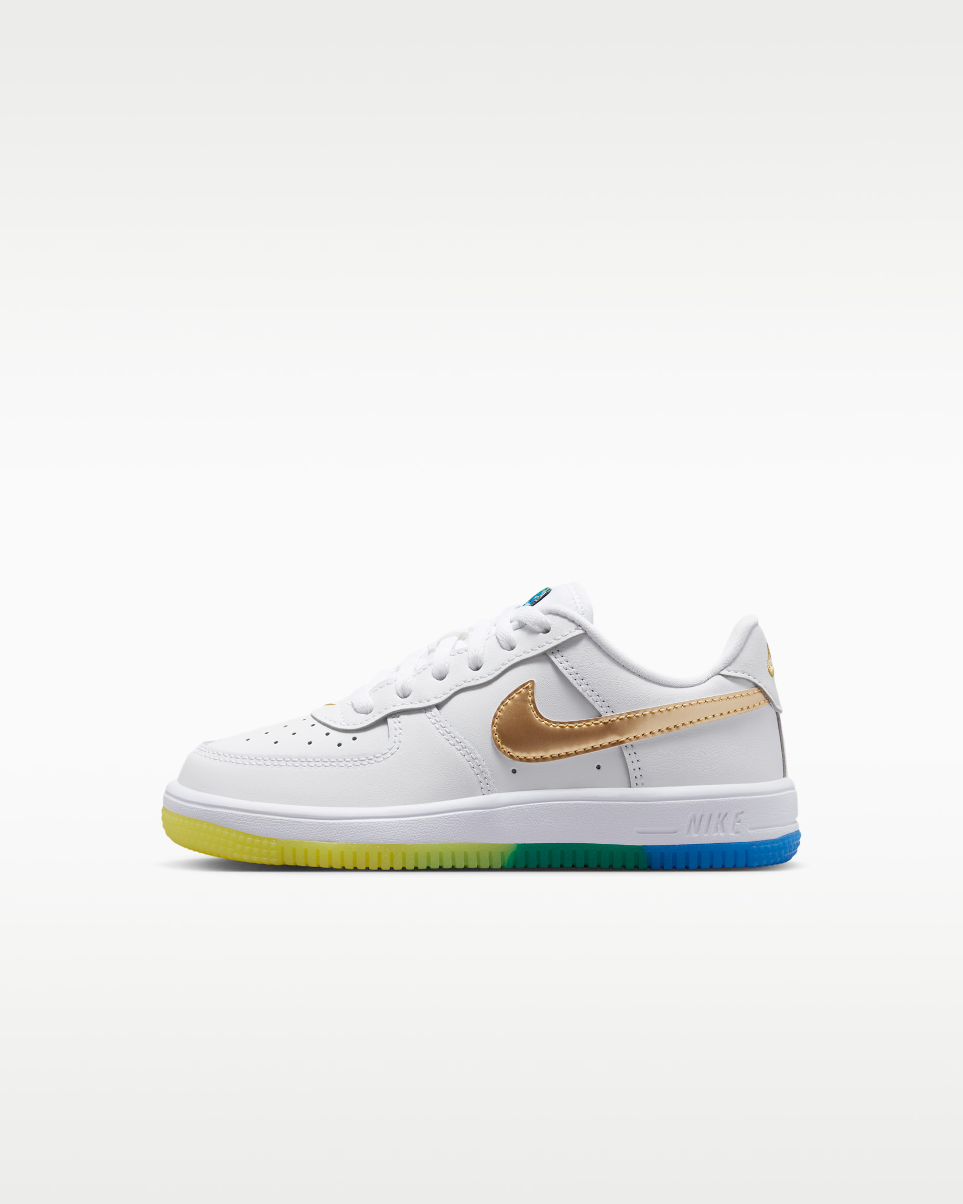 Nike Force 1 Low — White/Soar/Sonic Yellow/Metallic Gold