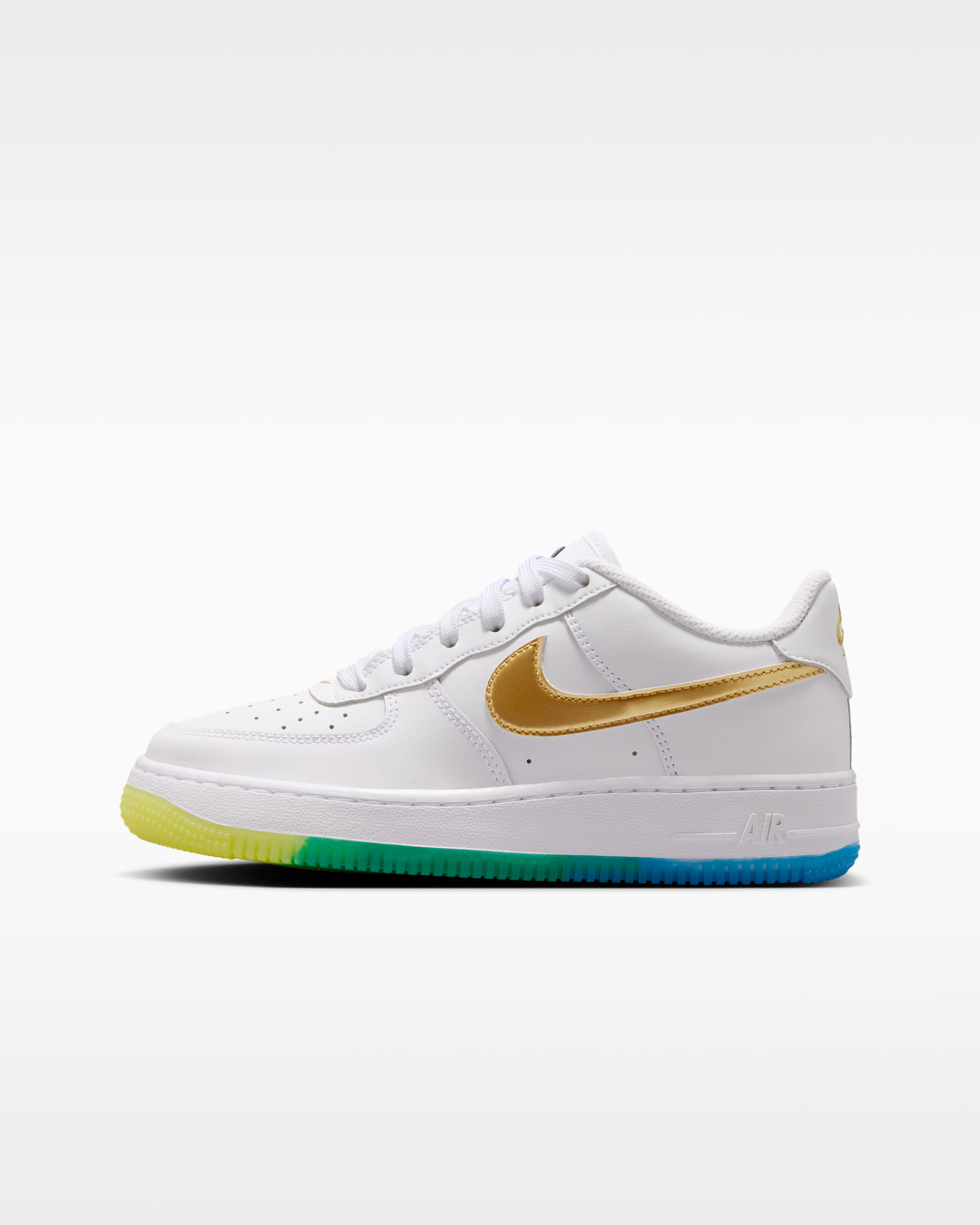Nike Air Force 1 — White/Soar/Sonic Yellow/Metallic Gold