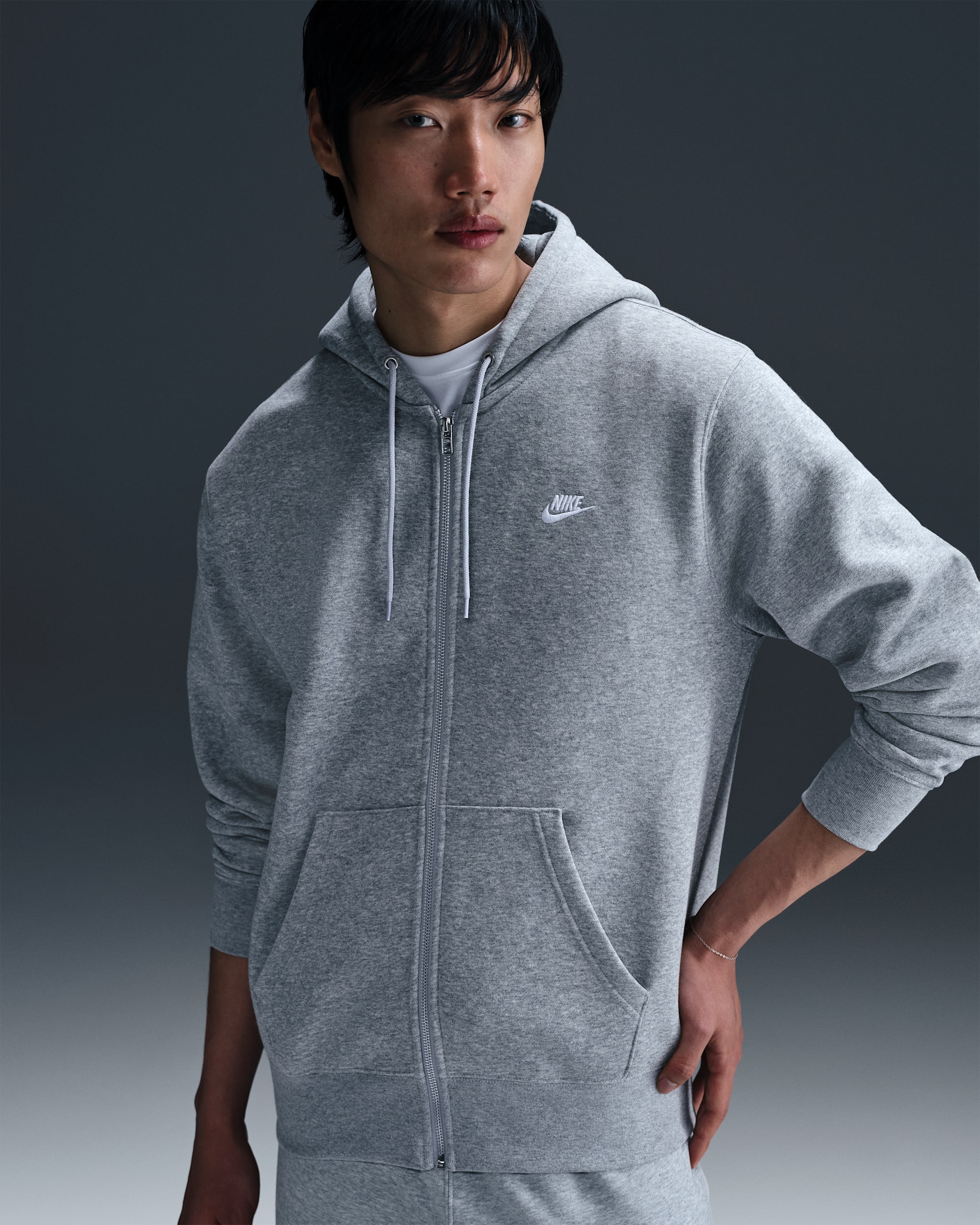 Nike Club — Dark Grey Heather/Light Smoke Grey/White