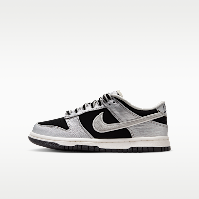 Nike Dunk Low LV8 — Metallic Silver/Black/Sail/Metallic Silver