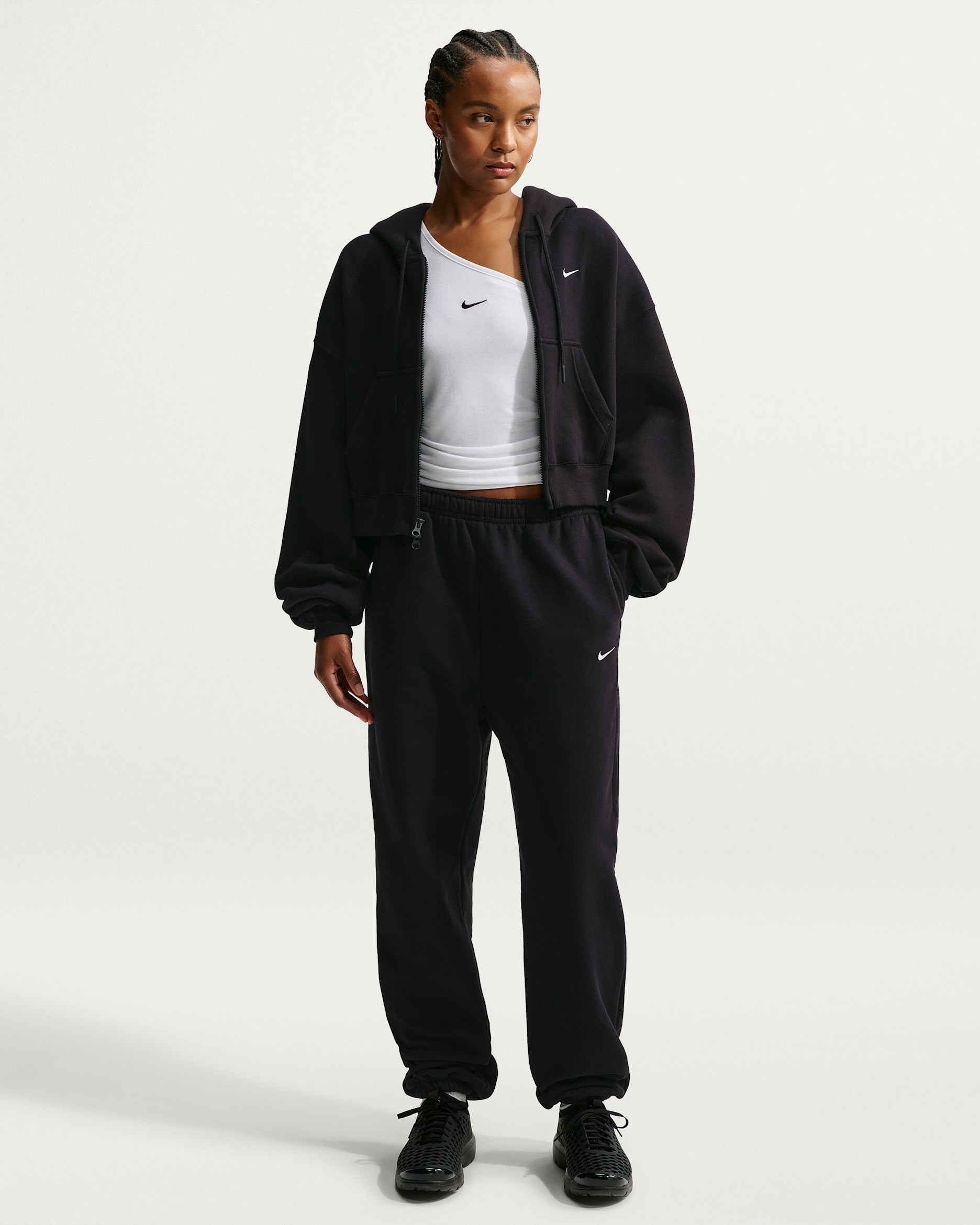 Nike Studio Fleece Medium Weight — Total Black/Sail
