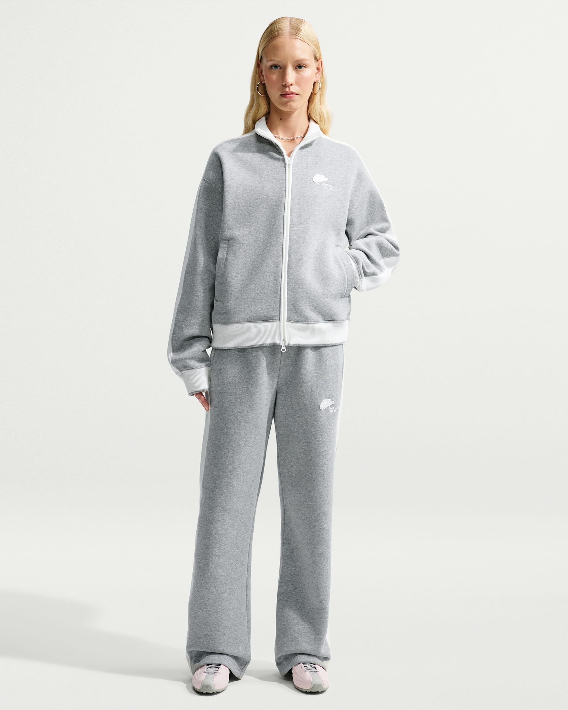 Nike Studio Fleece Medium Weight 'Nike Run Club' — Dark Grey Heather/Sail/Sail