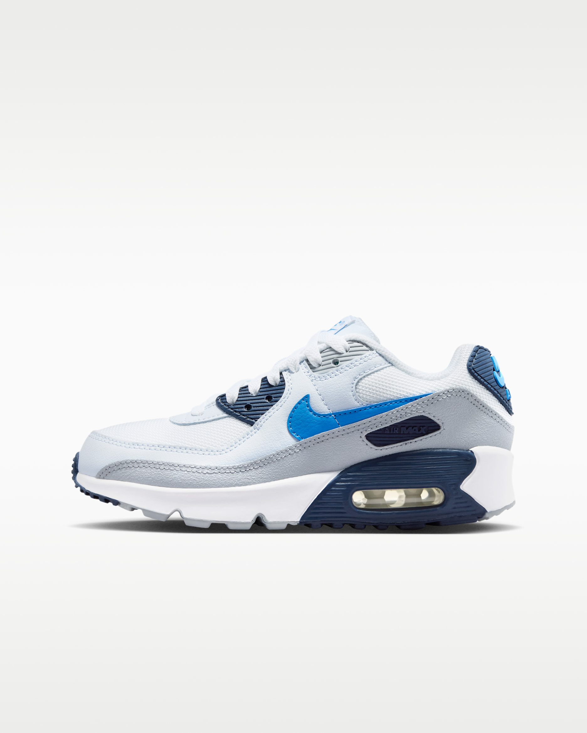 Nike Air Max 90 — White/Midnight Navy/Football Grey/Blue Crystal