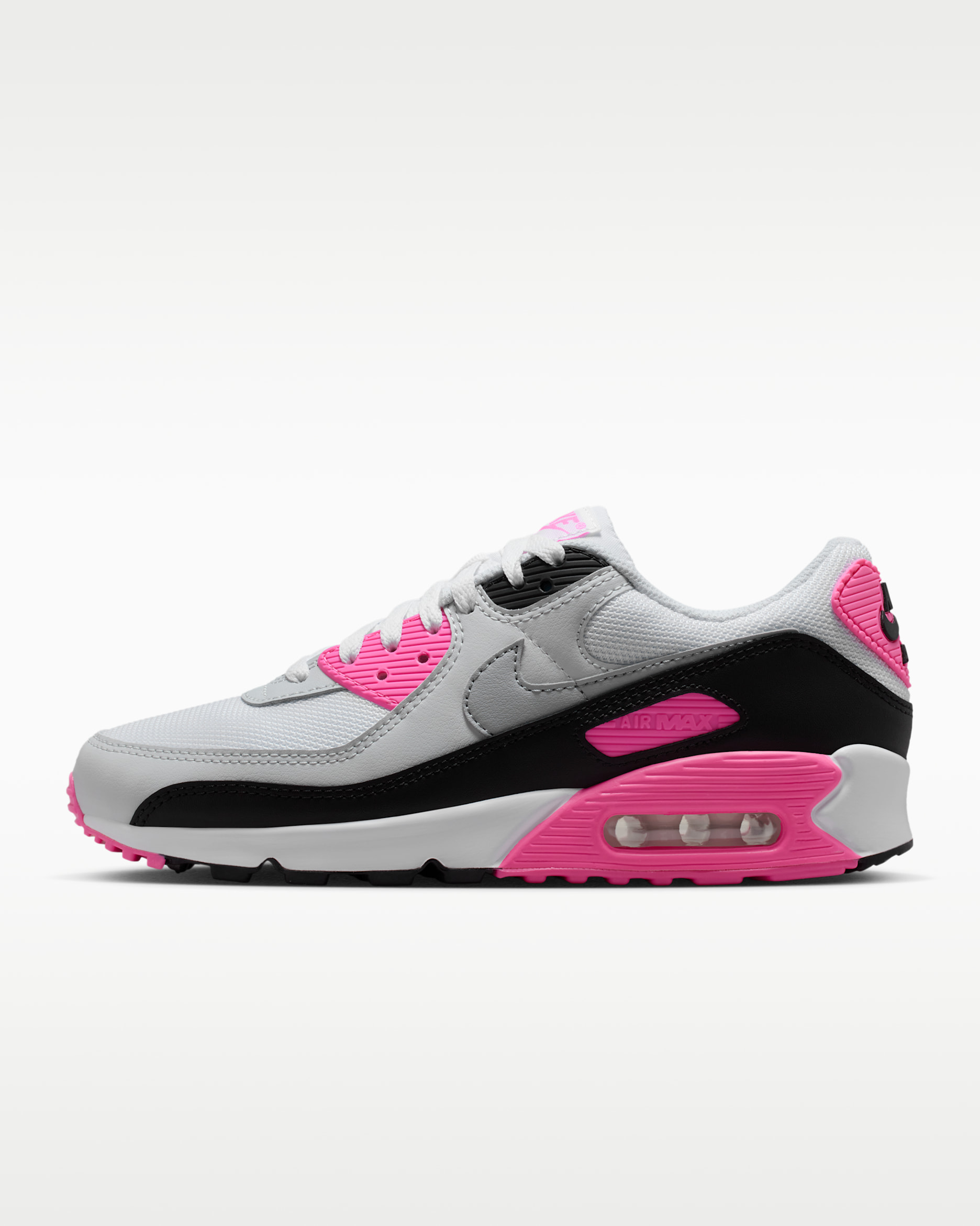 Nike Air Max 90 — White/Pink Glow/Black/Wolf Grey