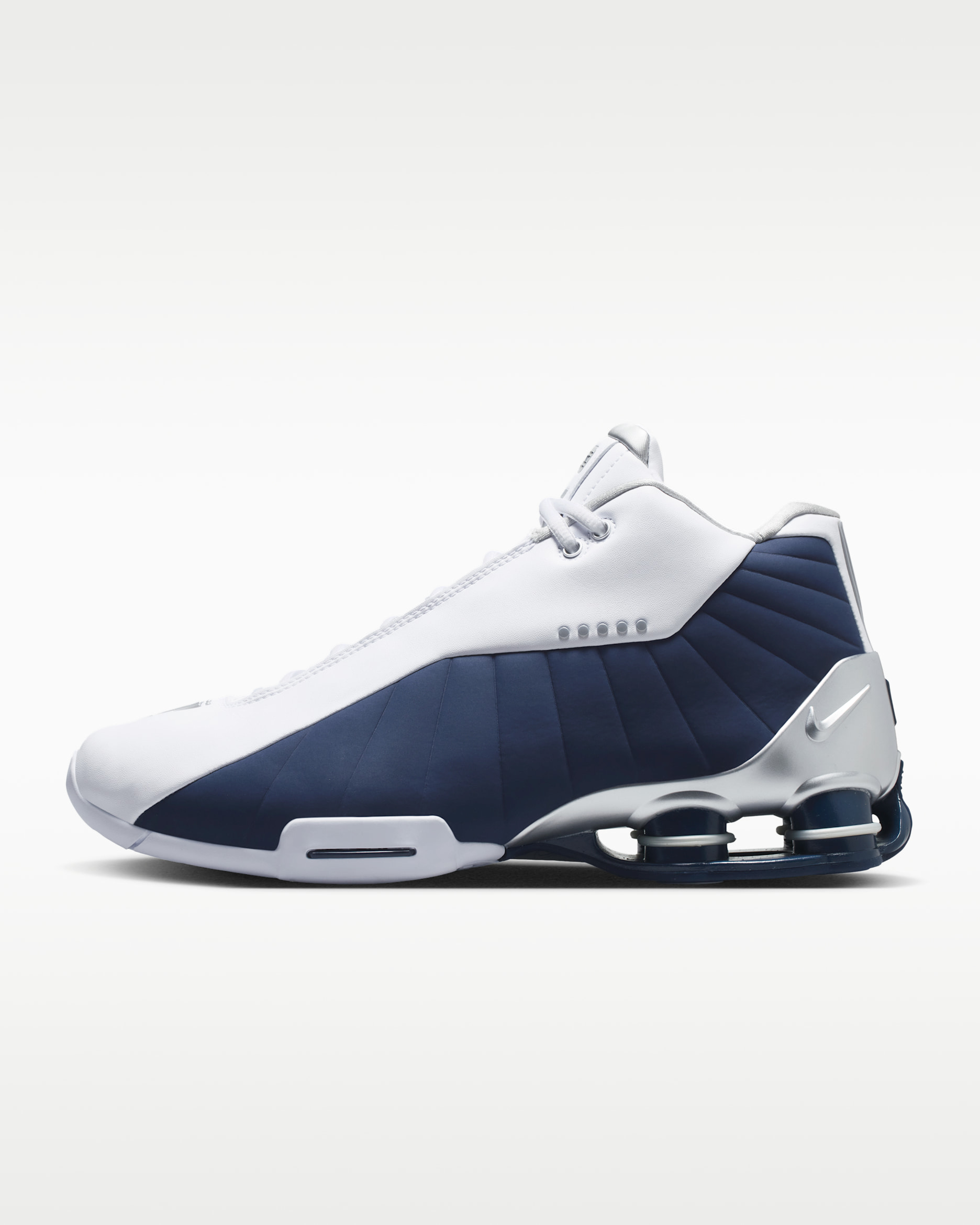 Nike Shox BB4 — White/Metallic Silver/Midnight Navy