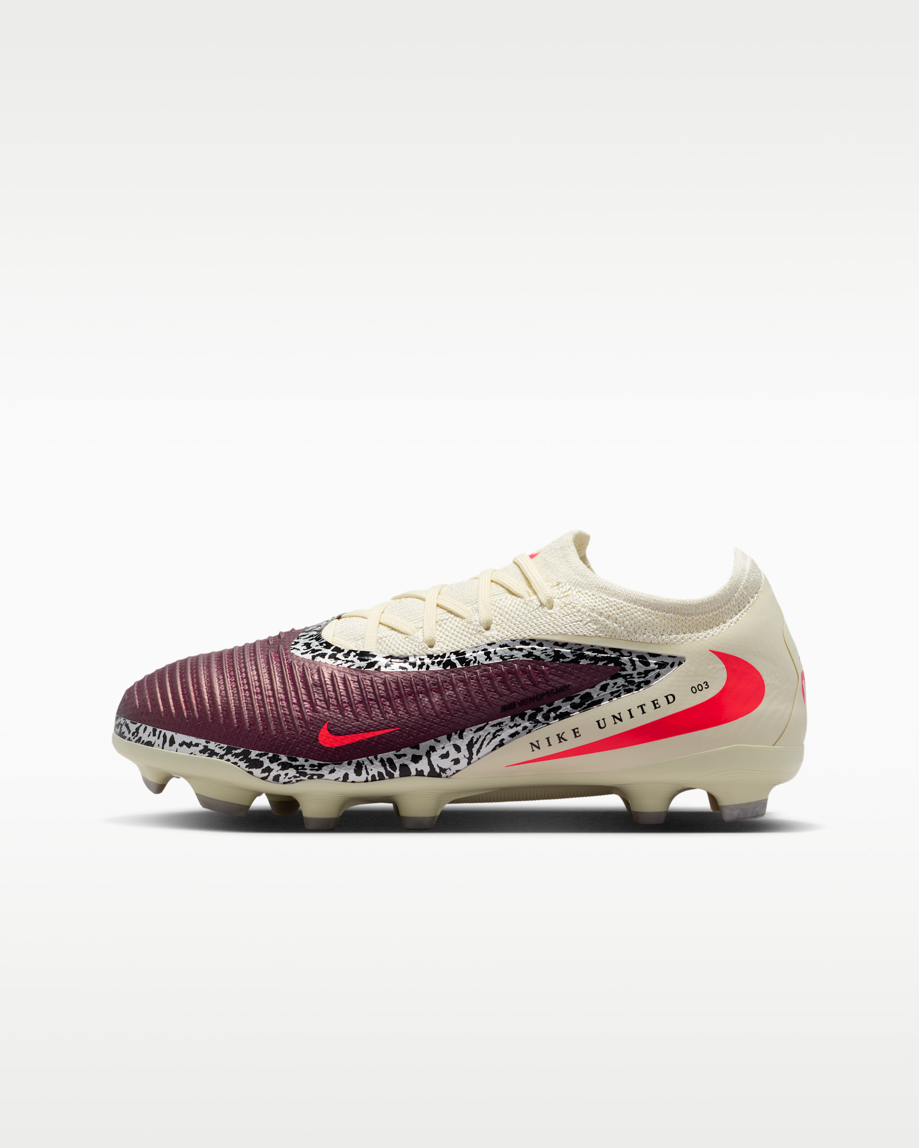 Nike United Jr Phantom 6 Low Pro — Burgundy Crush/Fossil/University Red
