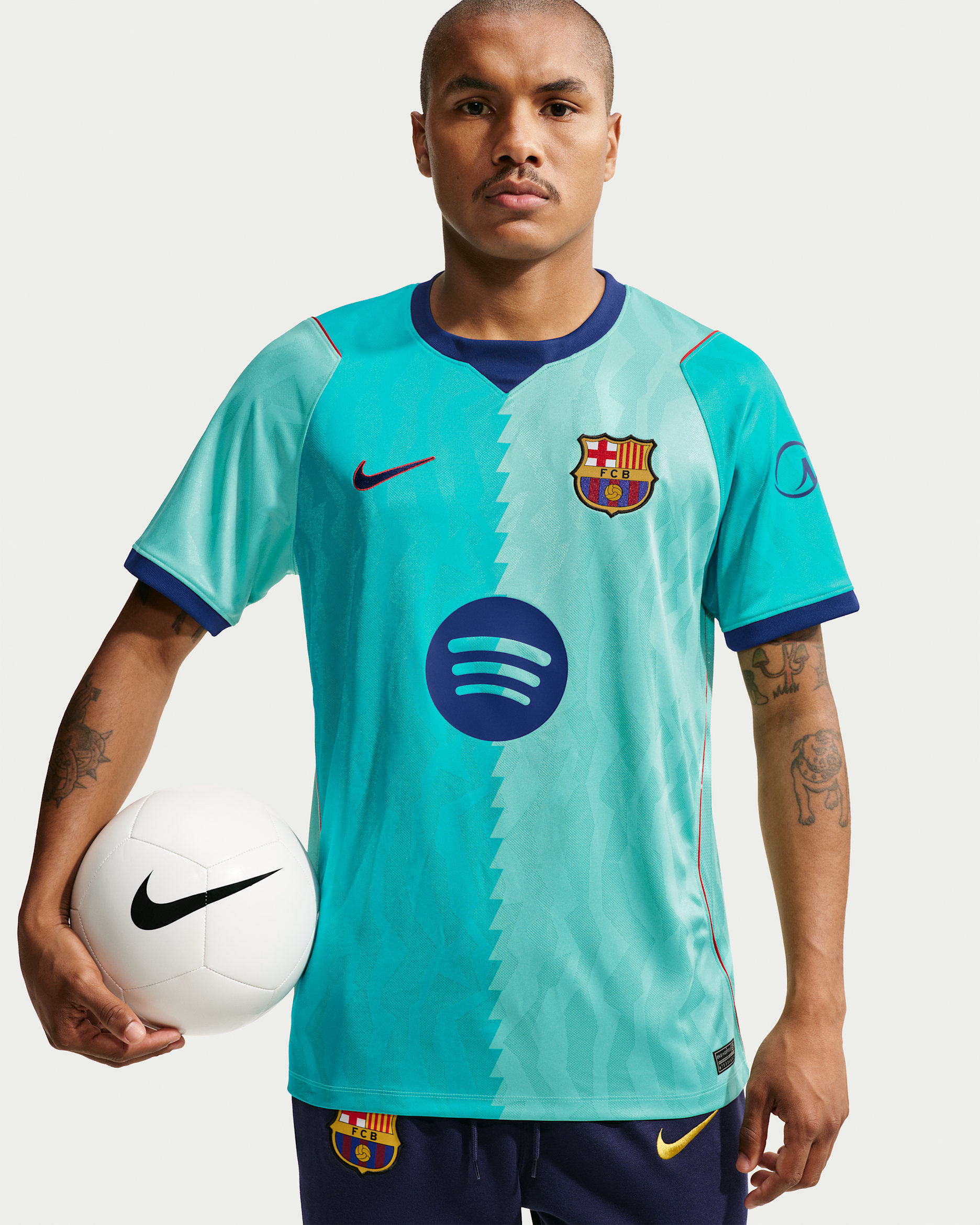 F.C. Barcelona 2026/27 Stadium Third — Green Frost/Green Frost/Gym Red/Loyal Blue